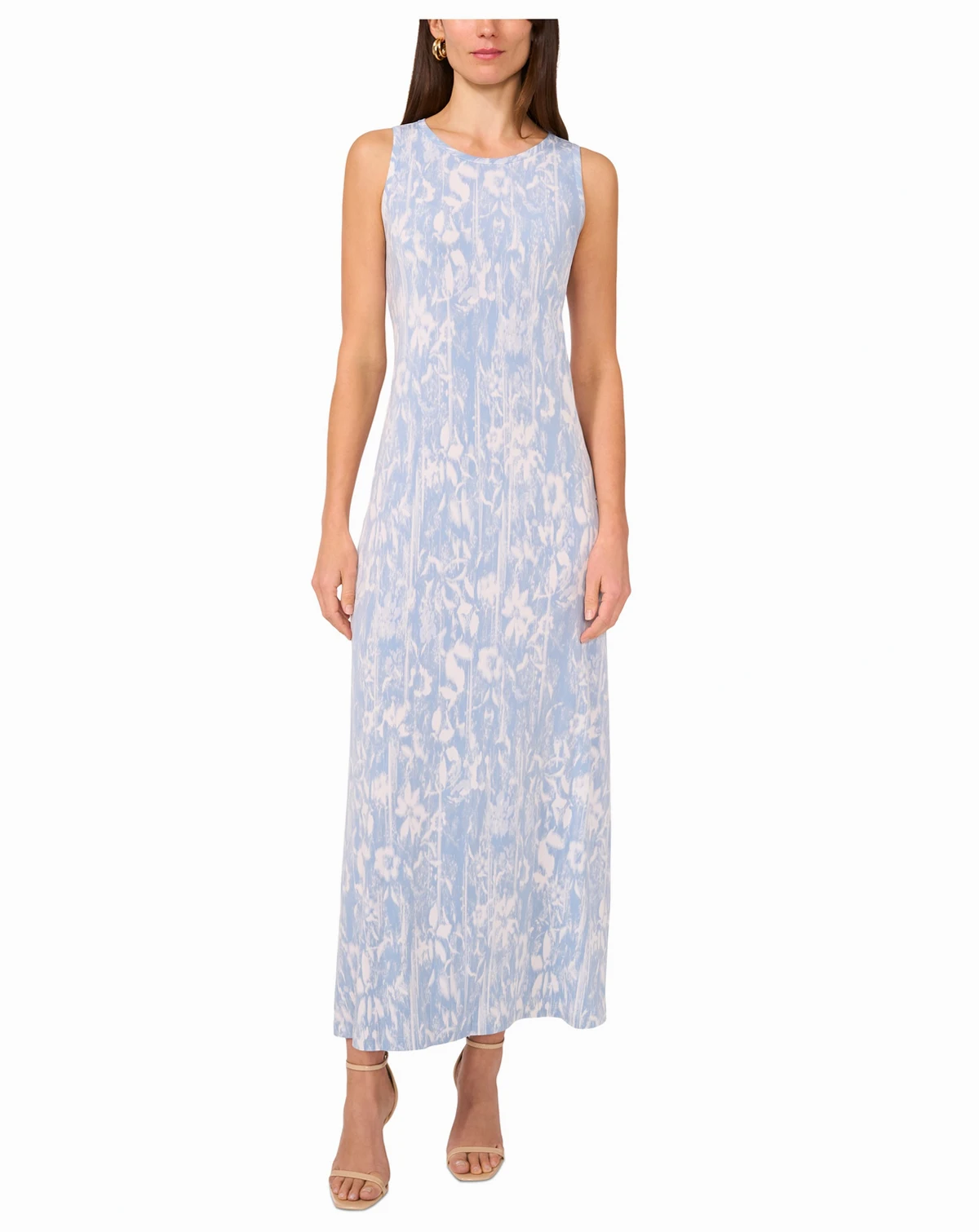 Women's Abstract-Print Sleeveless Keyhole-Back Crewneck Maxi Dress