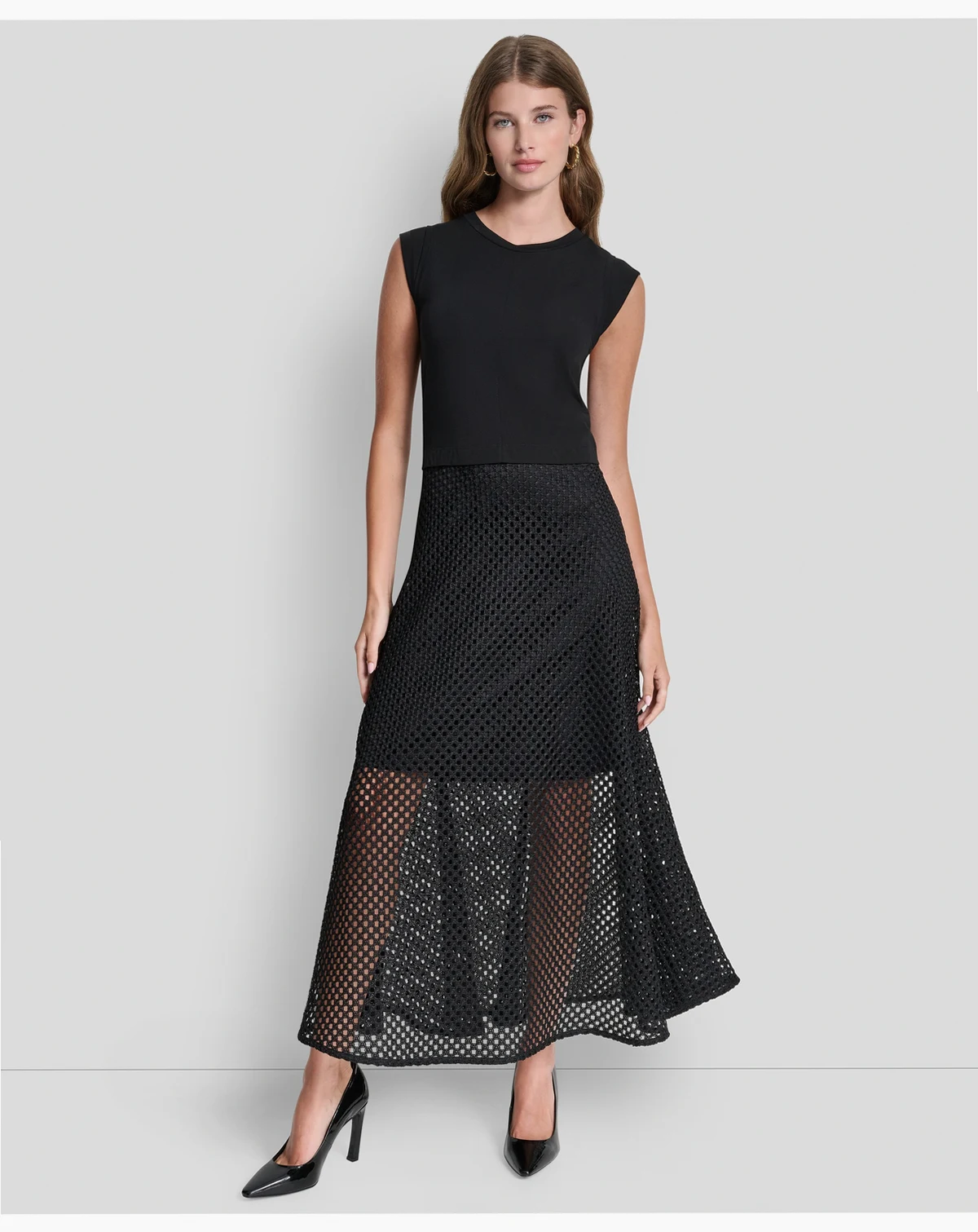 Women's Sleeveless Mix Media Fauchet Dress