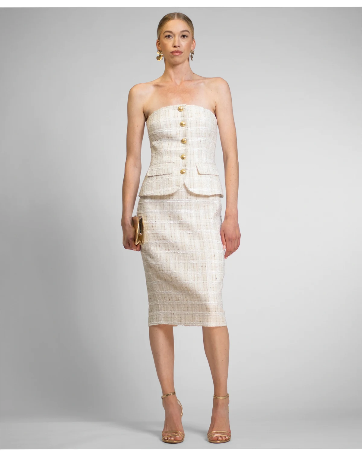 Women's Ellison Strapless Tweed Midi Dress