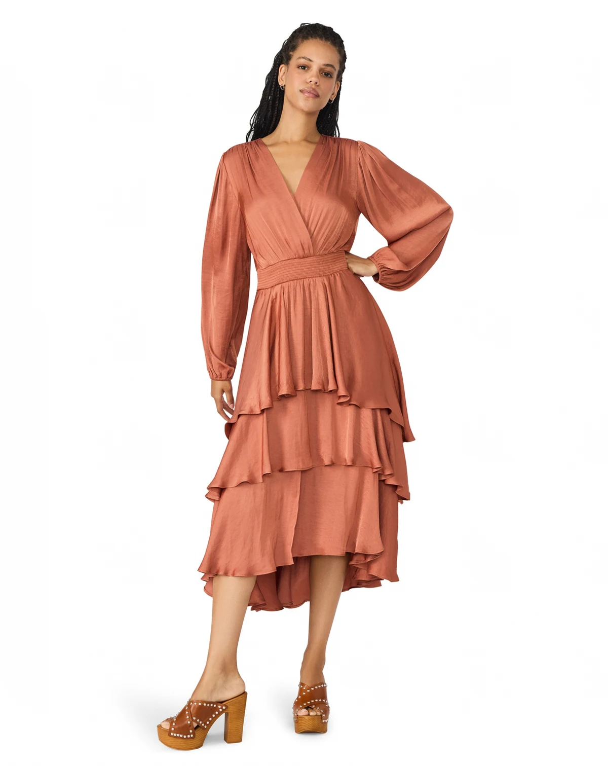 Women's Bei Smocked-Waist Tiered High-Low Dress
