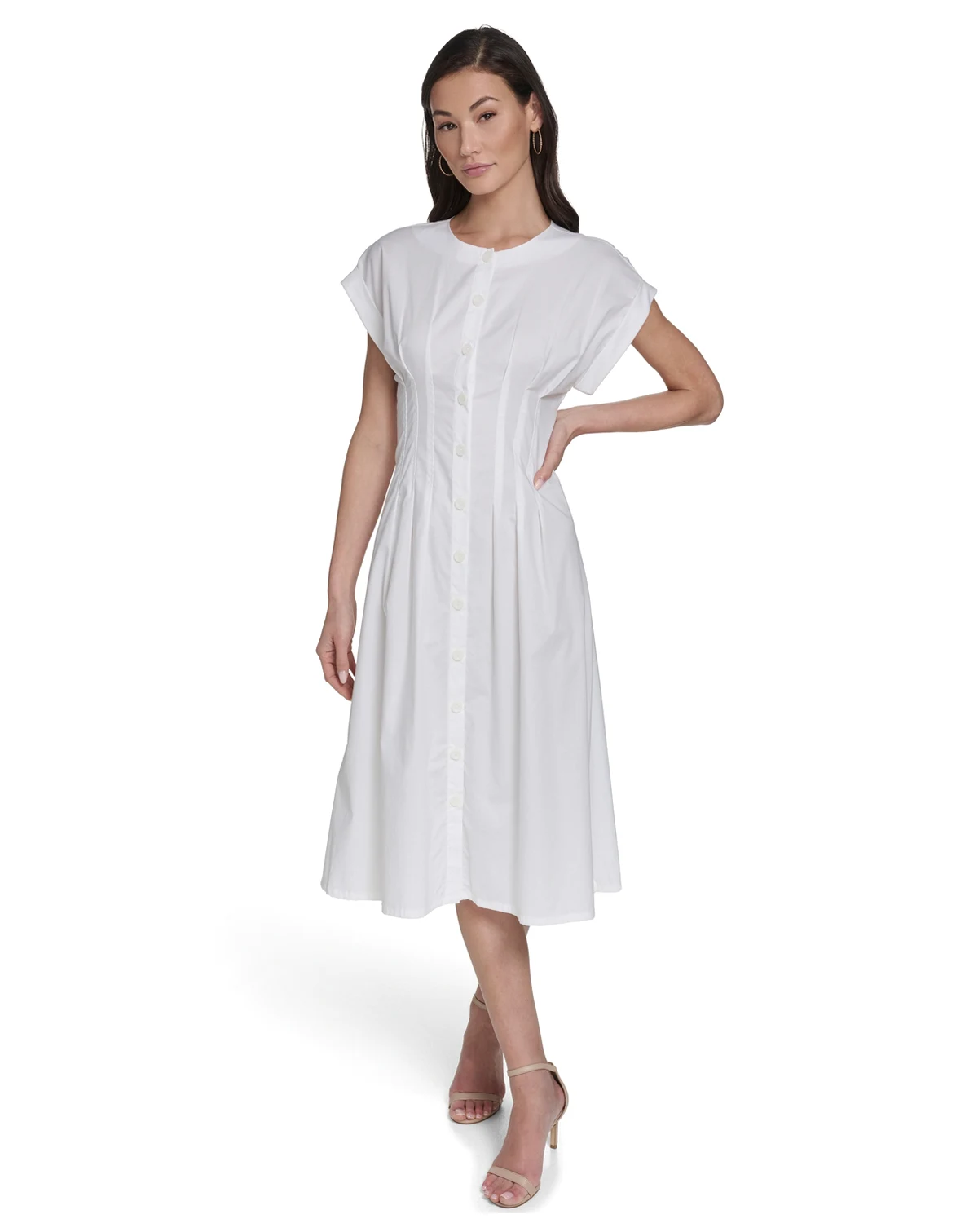 Women's Button-Down A-Line Midi Dress