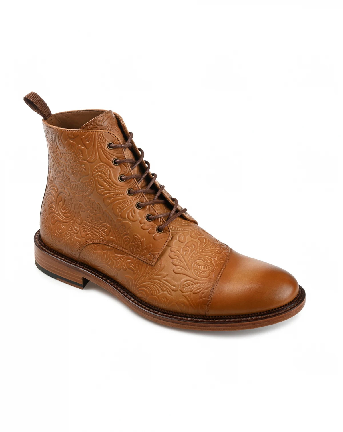 Men's Paris Floral Embossed Leather Dress Boots