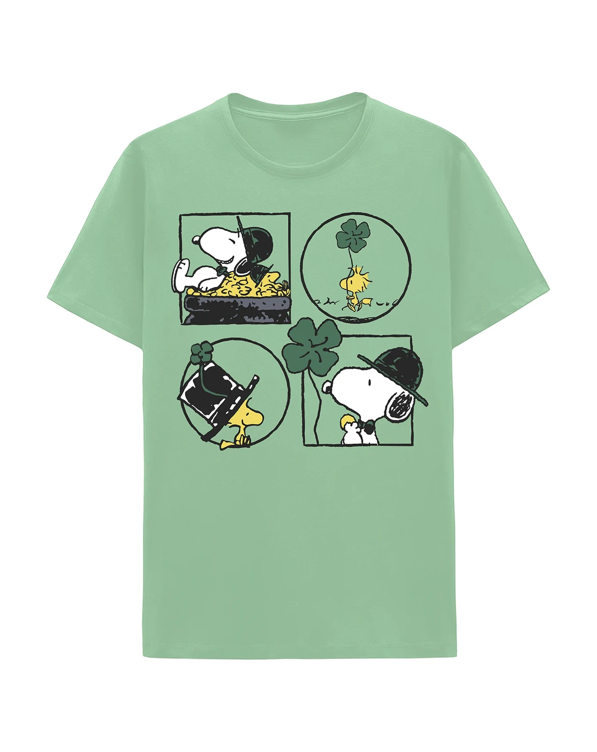 Men's Snoopy Peanuts Lucky St. Patrick's Strip Crewneck T-Shirt