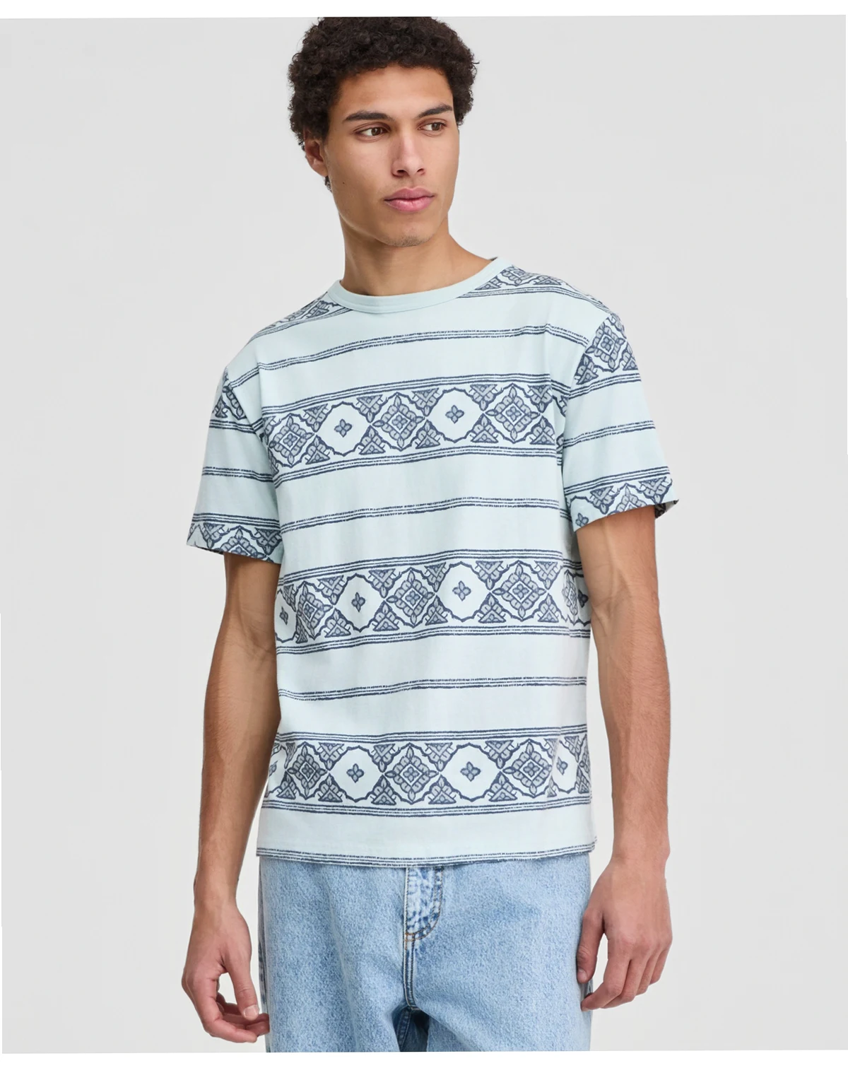 Men's James Short-Sleeve Striped Geometric Print T-Shirt, Macy's Exclusive