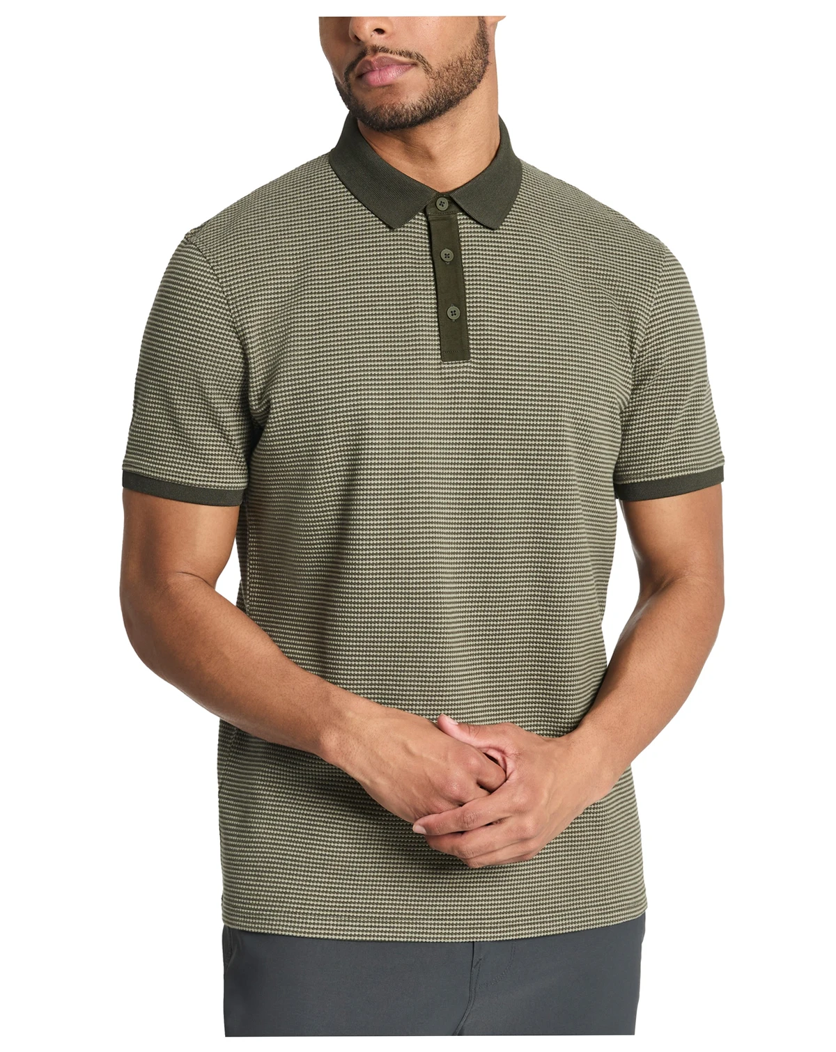 Men's Slim-Fit 4-Way Stretch Textured-Knit Polo Shirt