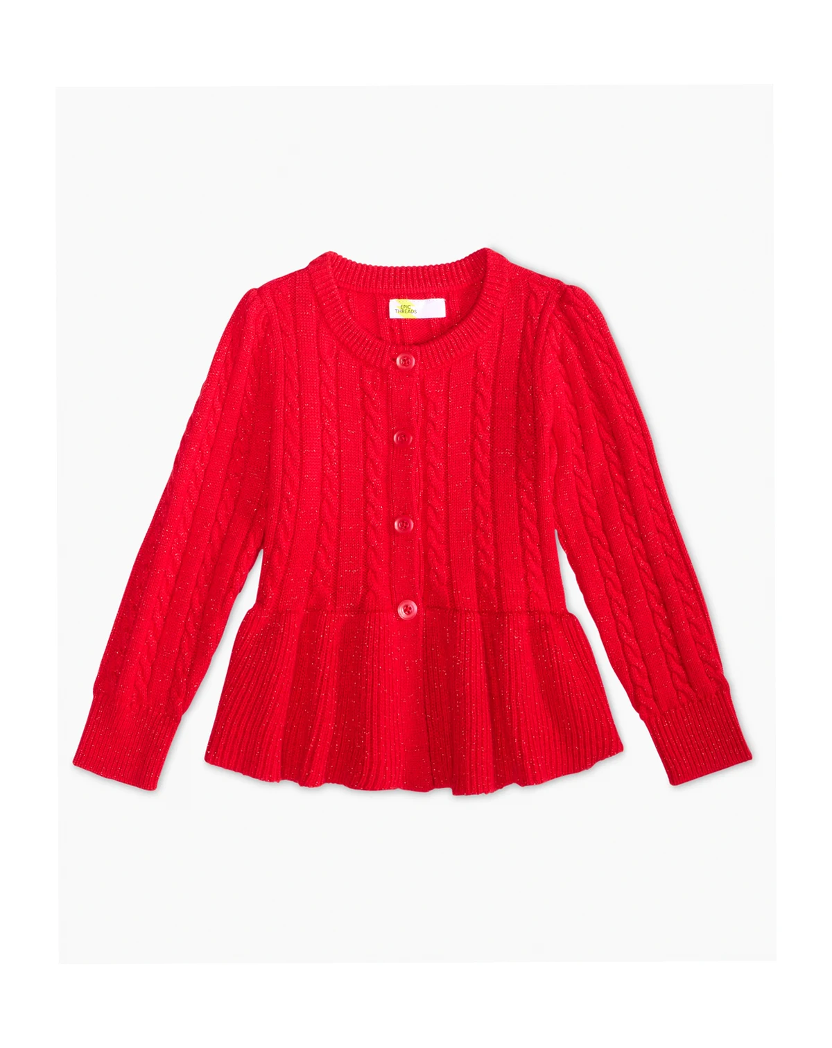 Girls' Toddler 2T-4T Peplum Long-Sleeve Cardigan, Macy's Exclusive