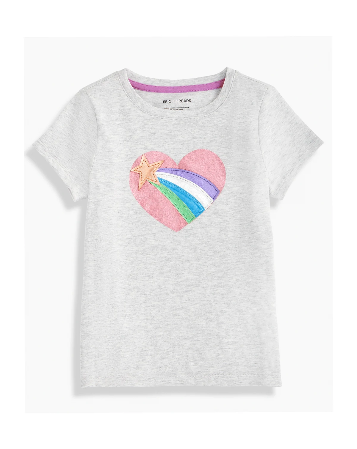 Girls Toddler 2T-4T Metallic Heart Short-Sleeve T-Shirt, Macy's Exclusive