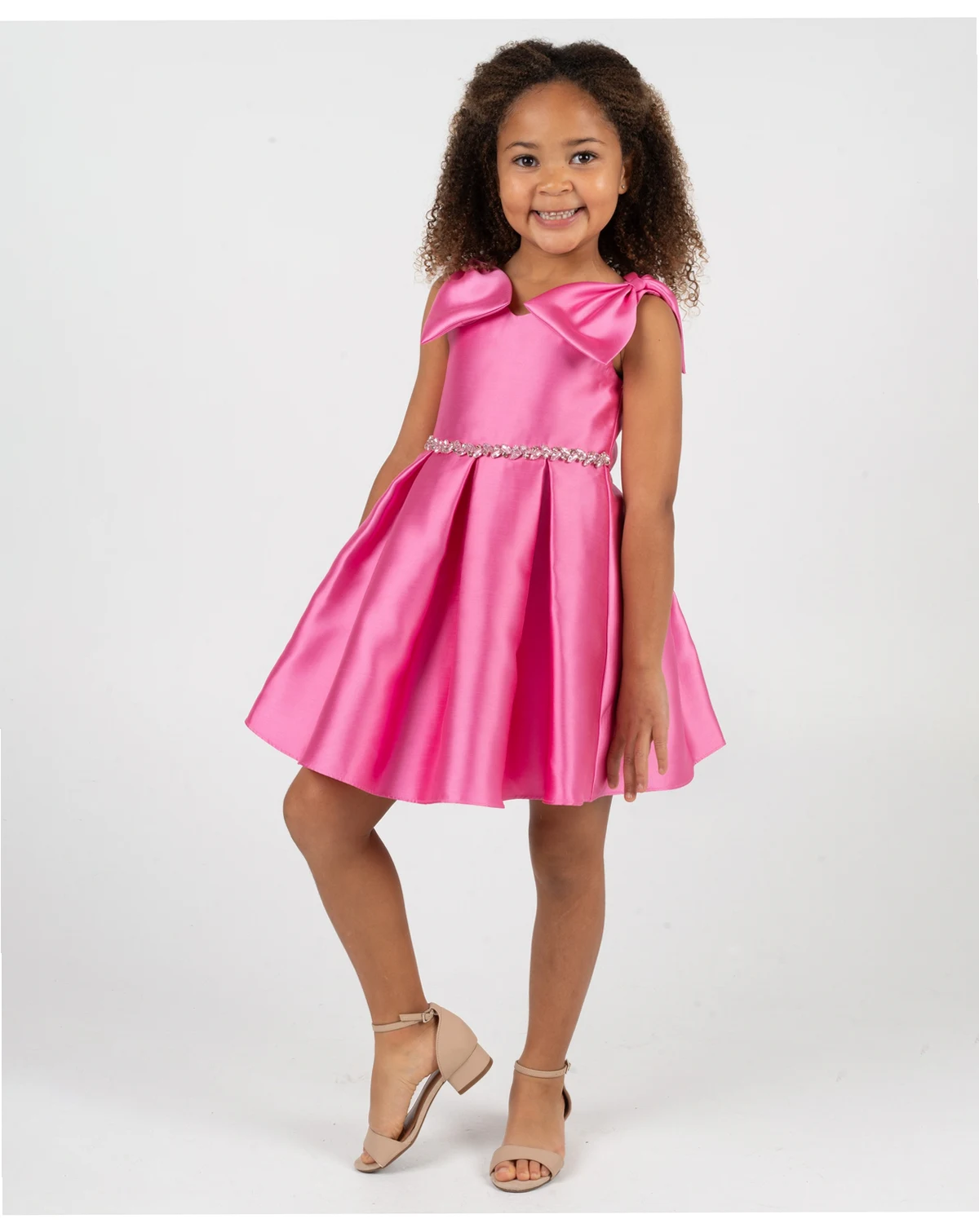 Girls 2T-6X Shoulder Bow Mikado Sleeveless Dress
