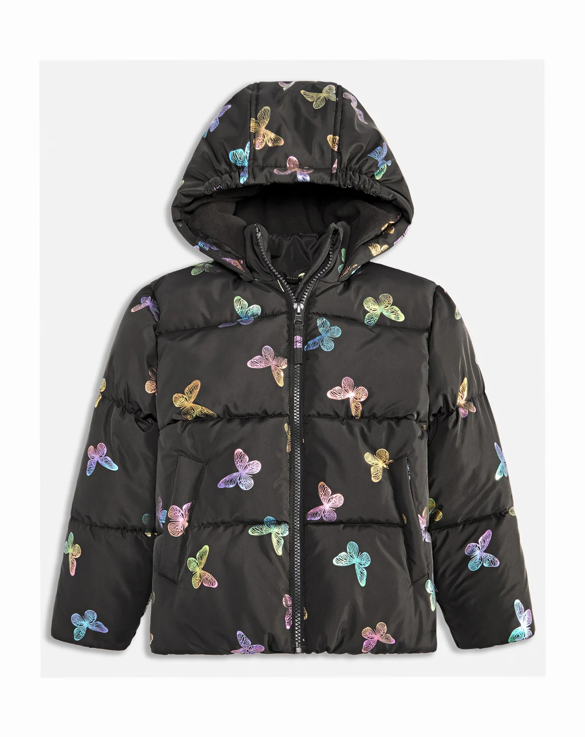 Toddler and Little Girls Foil Bubble Jacket