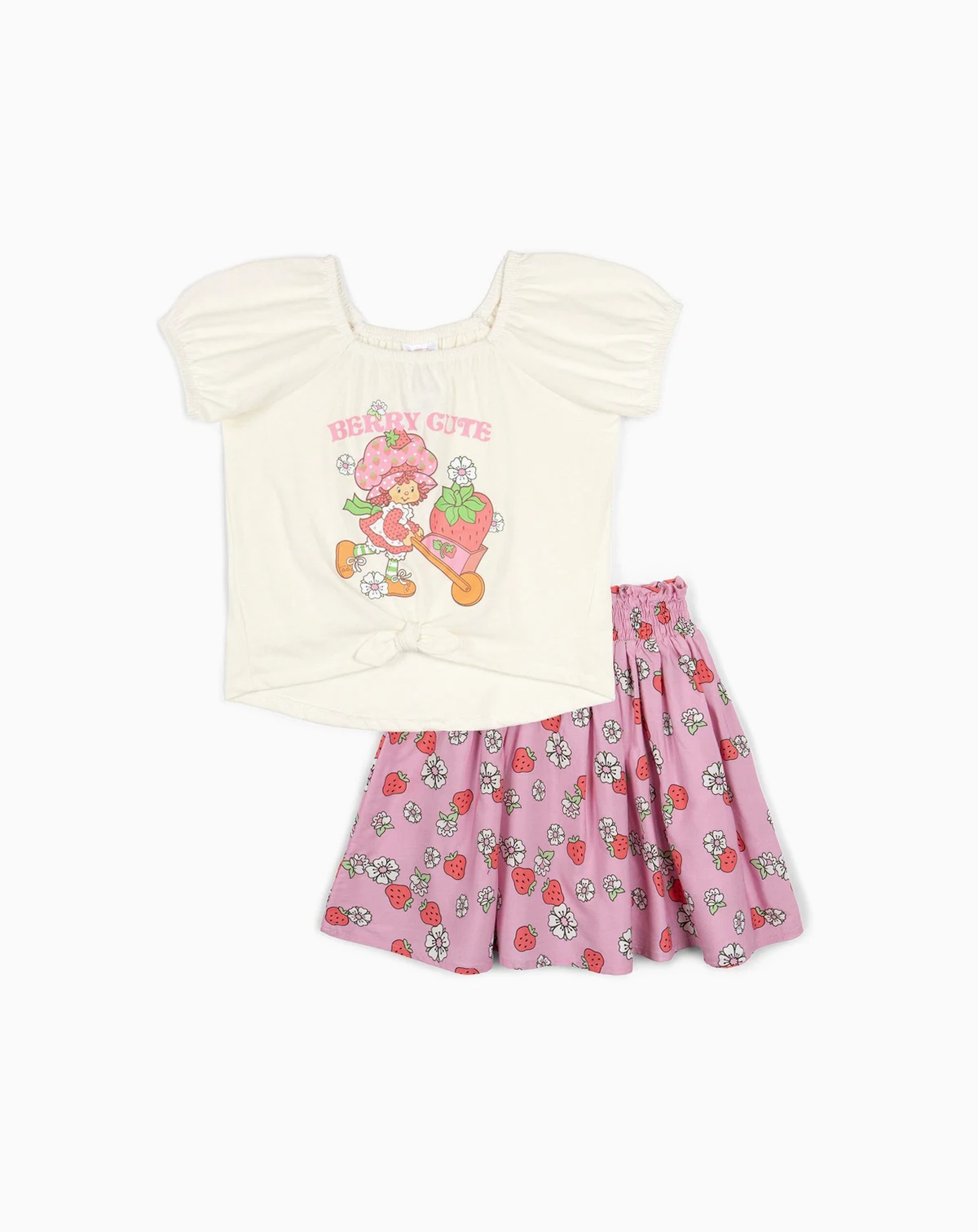 Toddler Girls Square Neck T-Shirt and Skirt Outfit Set