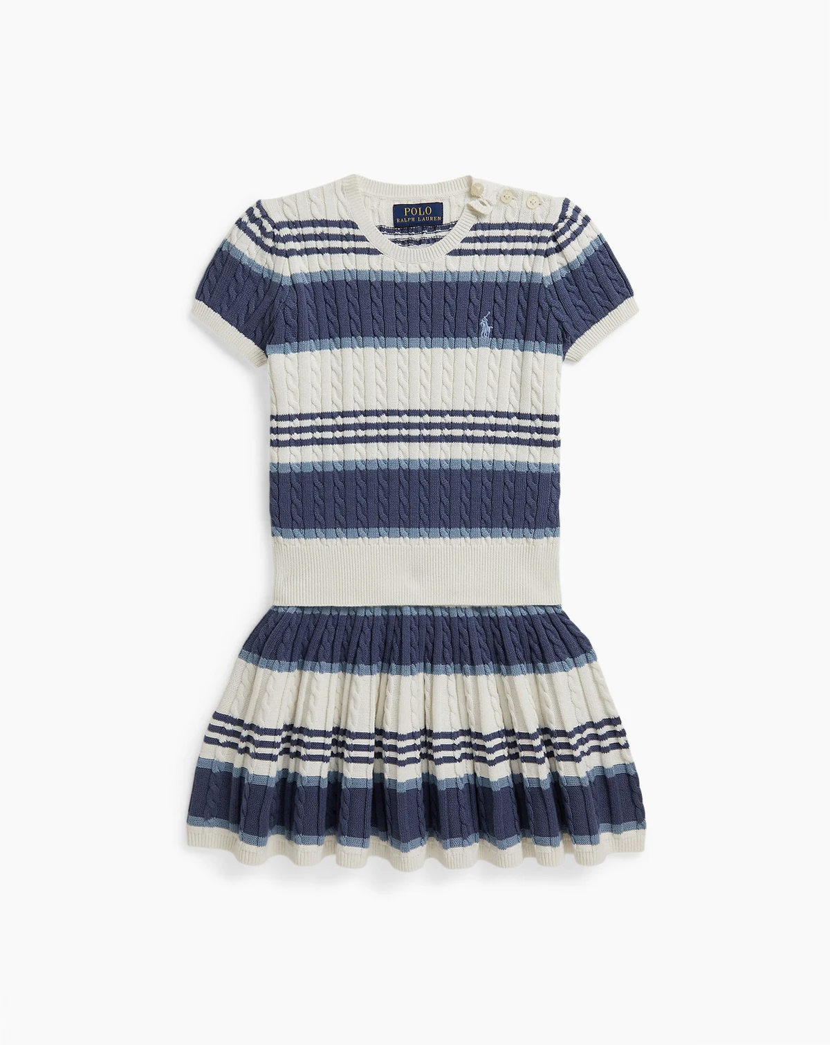 Girls' 2T-6X Striped Cable Sweater and Skirt, 2-Piece Set