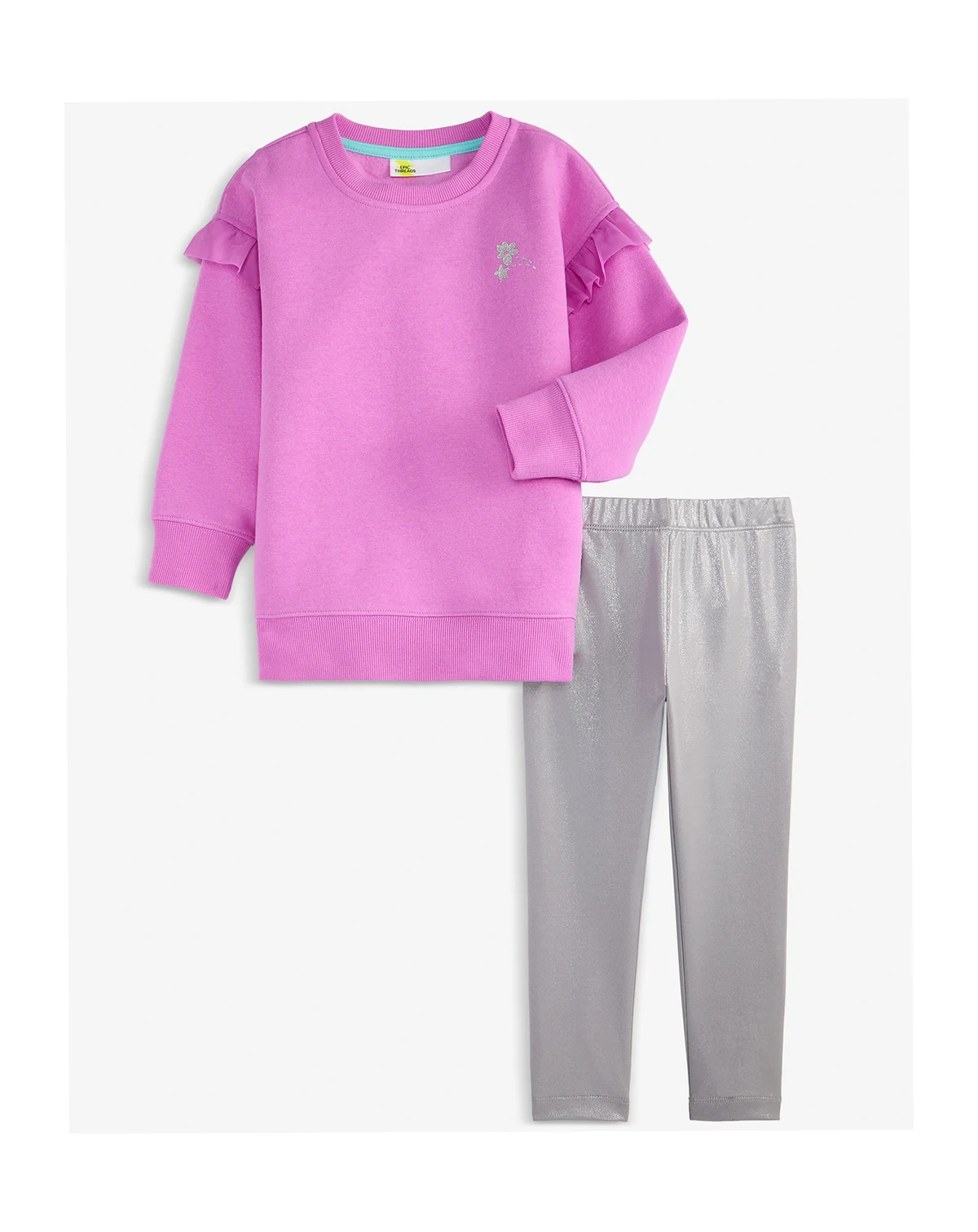 Girls Toddler 2T-4T Star Sweatshirt & Metallic Leggings Set, 2-Piece, Macy's Exclusive