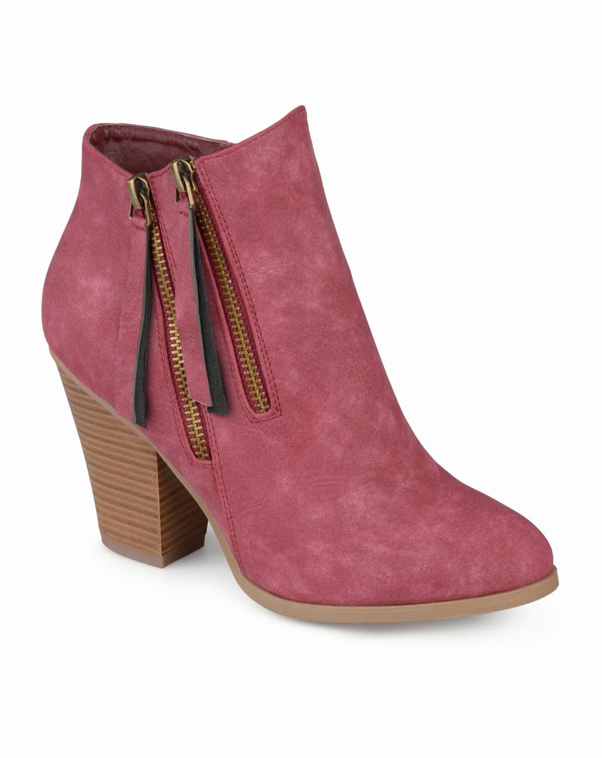 Women's Vally Double Zipper Stacked Heel Ankle Booties