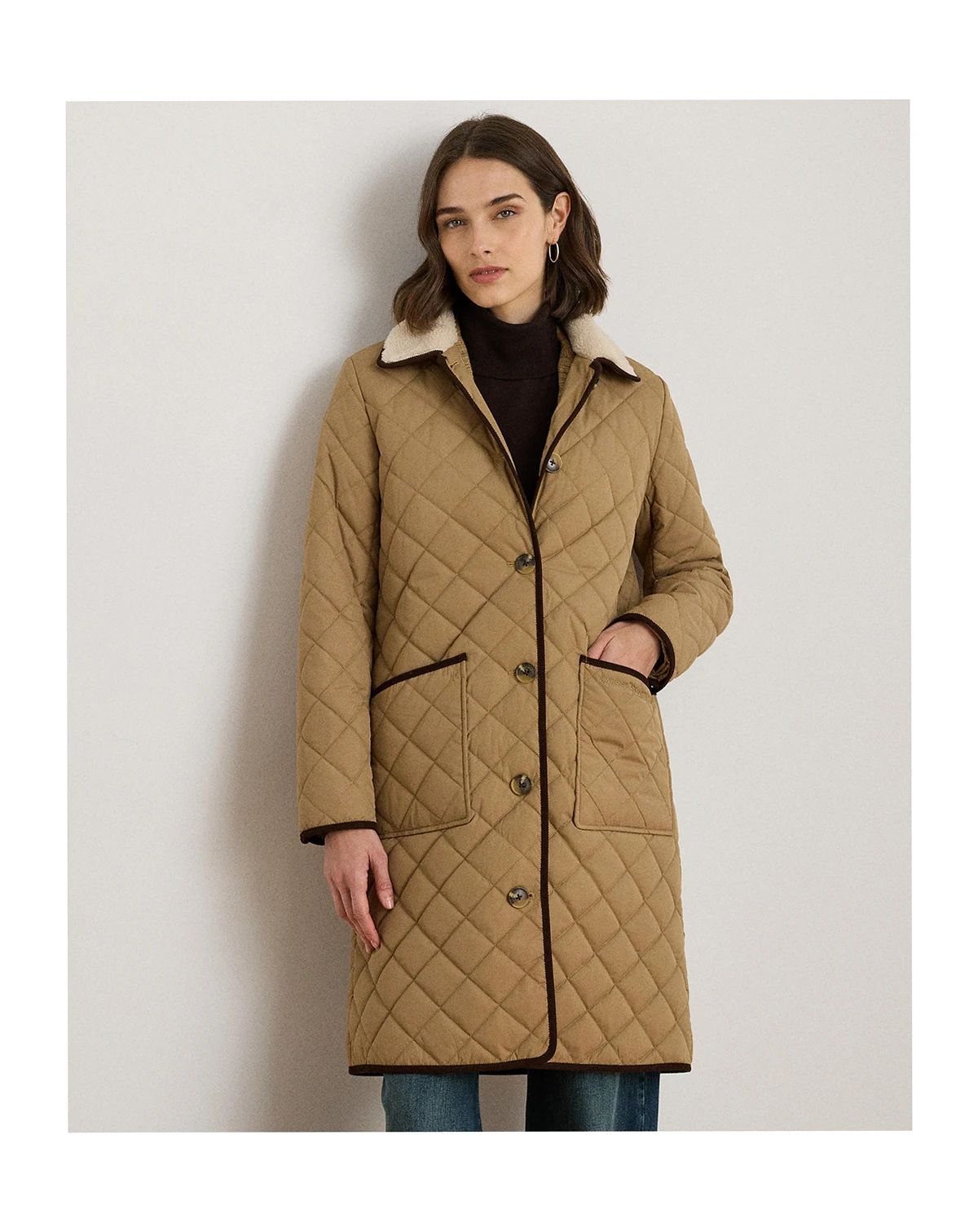 Women's Faux-Fur-Collar Quilted Jacket