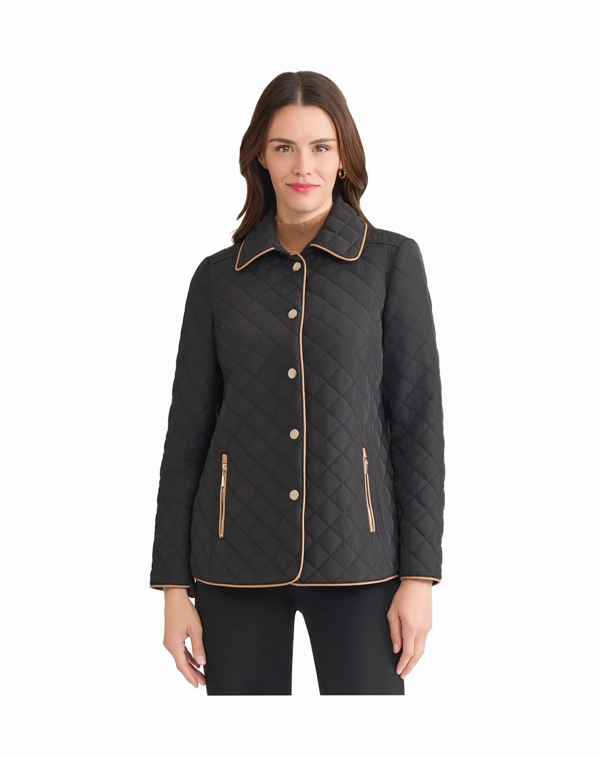 Women's Quilted Snap Front Long Sleeve Jacket