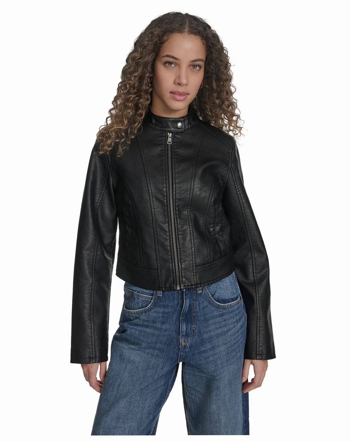 Women's Faux Leather Racer Jacket
