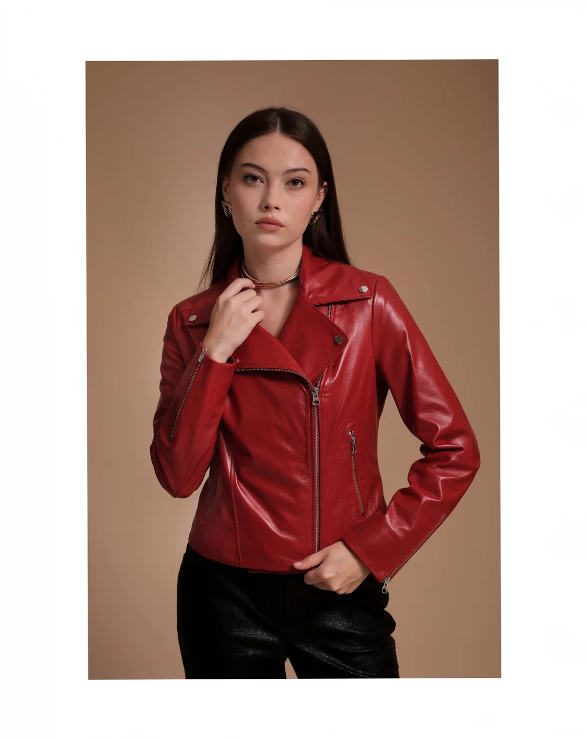Women's Leather Jacket, Red, Created for Macy's