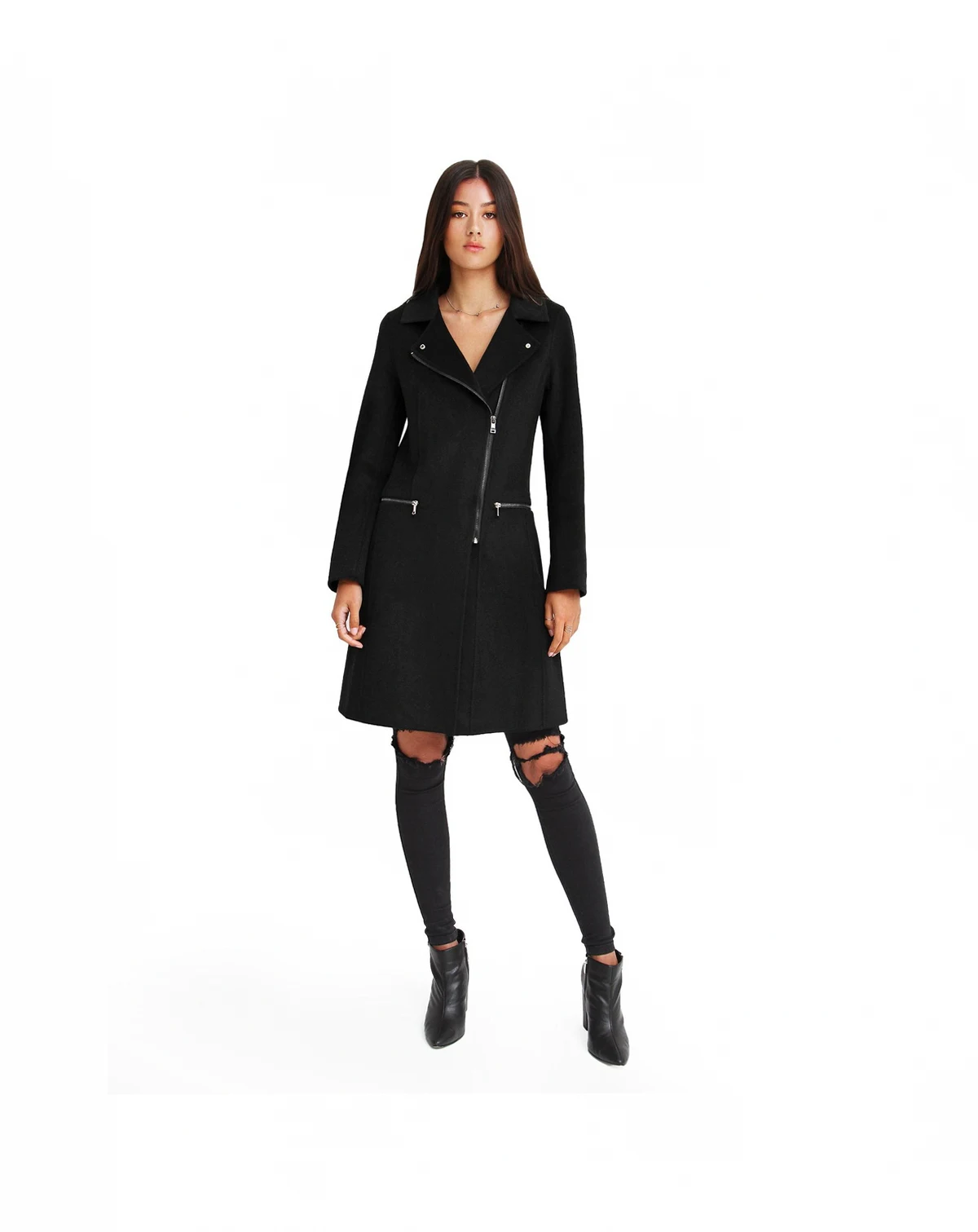 Women NEW FIT Last Chance Wool Blend Moto Coat