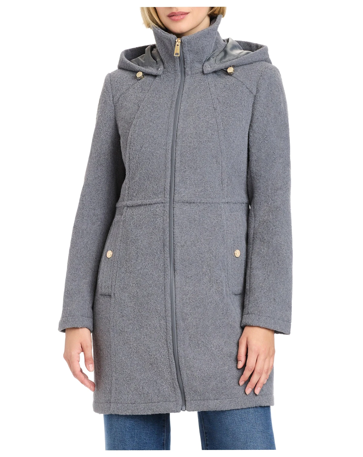 Women's Zip Front Walker Coat With Detachable Hood