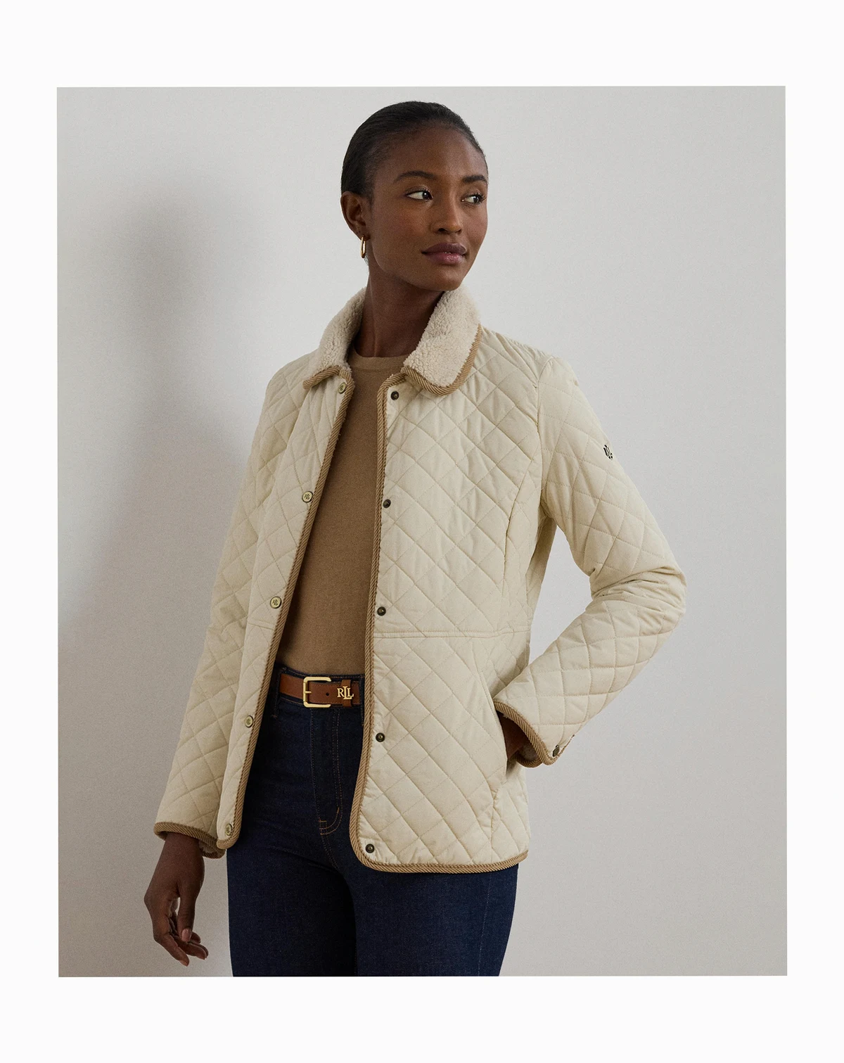 Women's Faux-Sherpa-Collar Quilted Coat