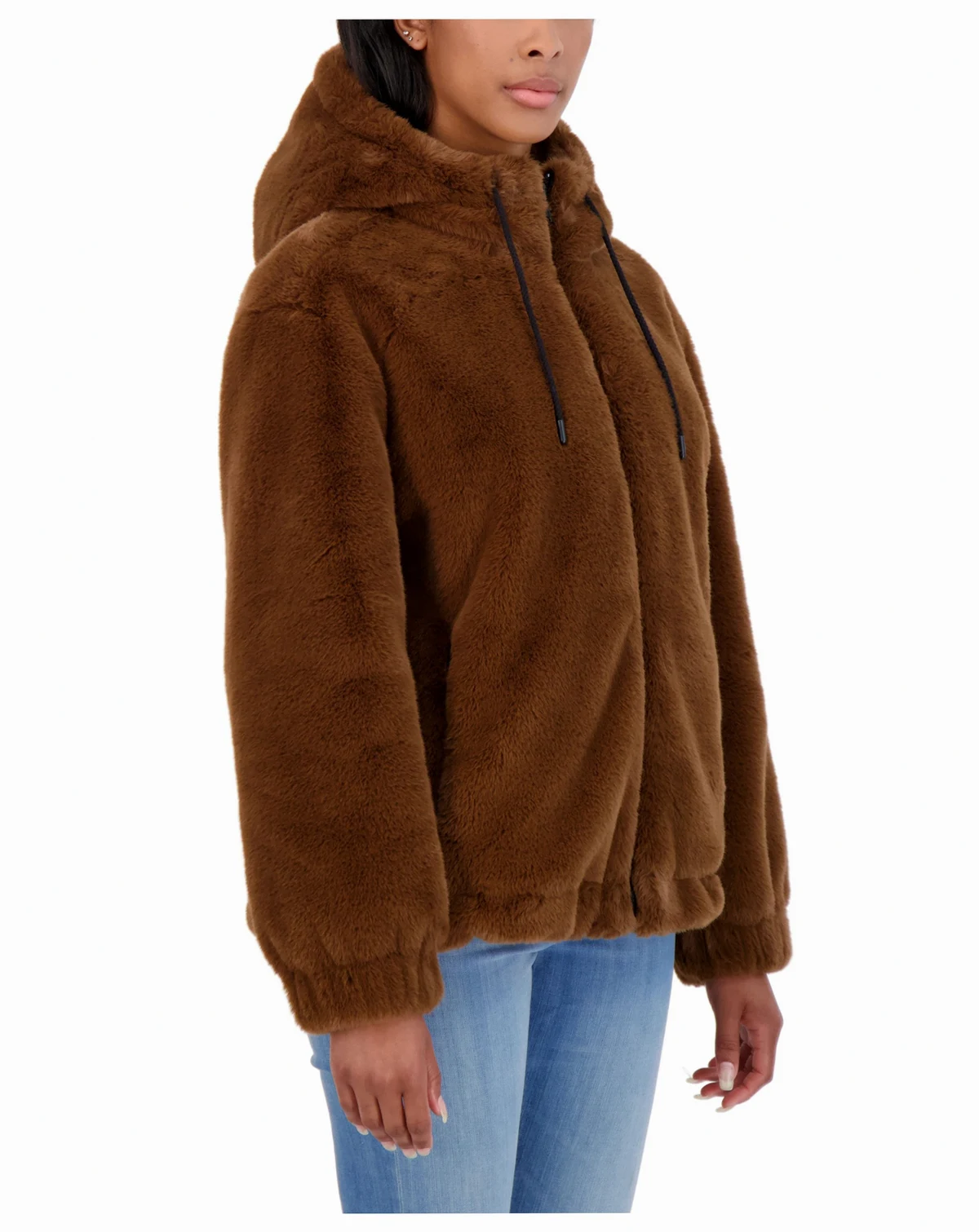 Juniors' Juniors' Reversible Faux Fur Hooded Bomber Jacket