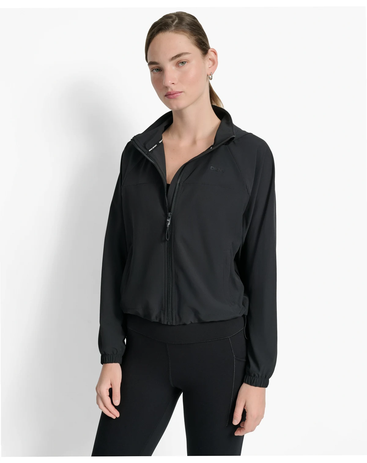 Women's Hooded Jacket with Logo Elastic Detail