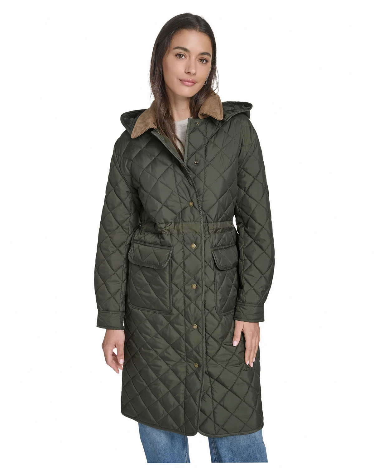 Women's Regular Diamond Quilted Cinch Waist Coat