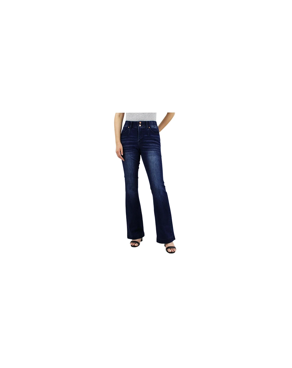 Women's Dark Wash Tummy Control Bootcut with Front Pocket Seam detail Jeans