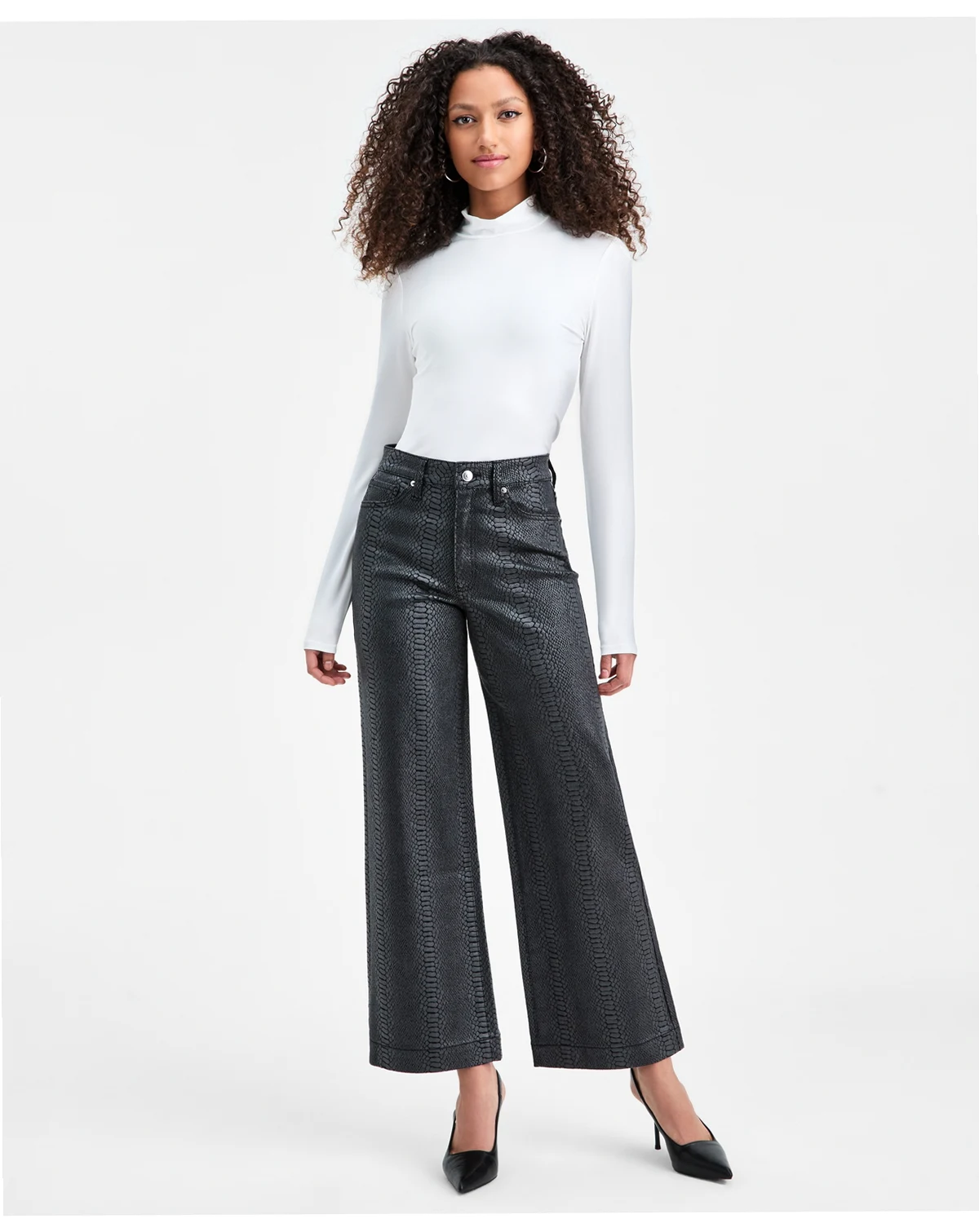 Women's Snakeskin-Print High Rise Wide Leg Jeans, Macy's Exclusive