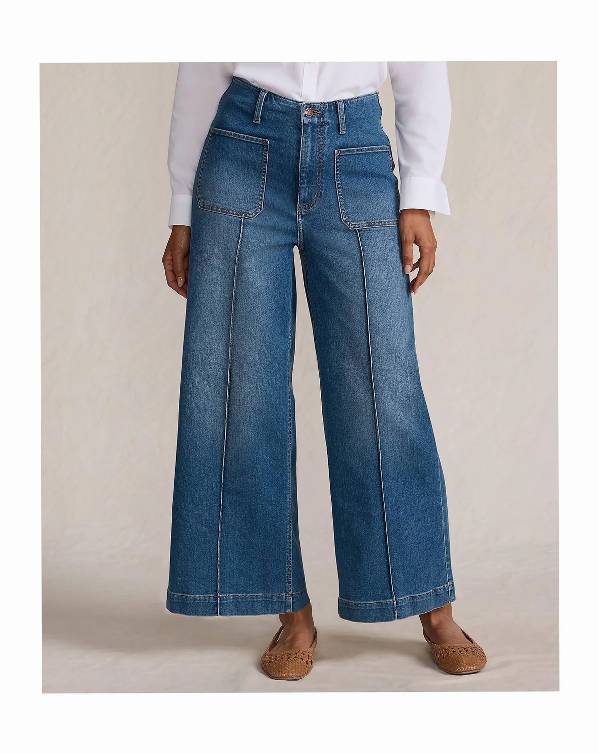 Women's Recover Denim High Rise Patch Pocket Extra Wide Leg Crop Jeans