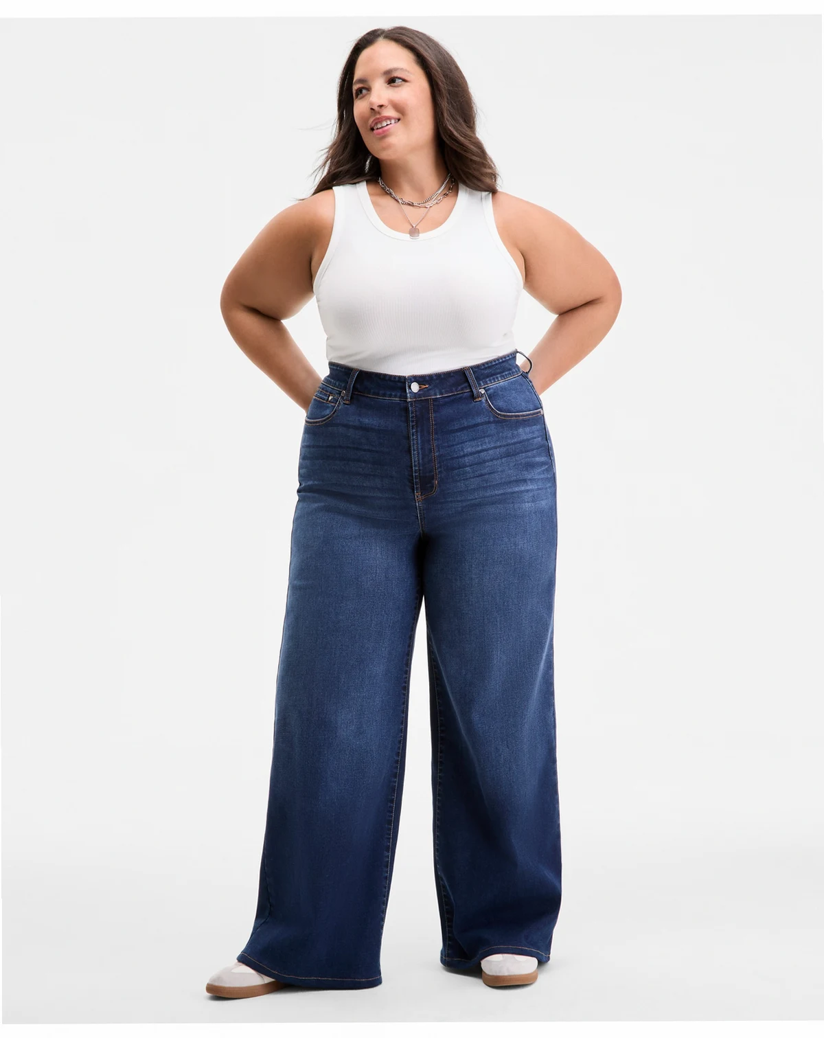 Trendy Plus Size High-Rise Wide-Leg Jeans, Exclusively at Macy's