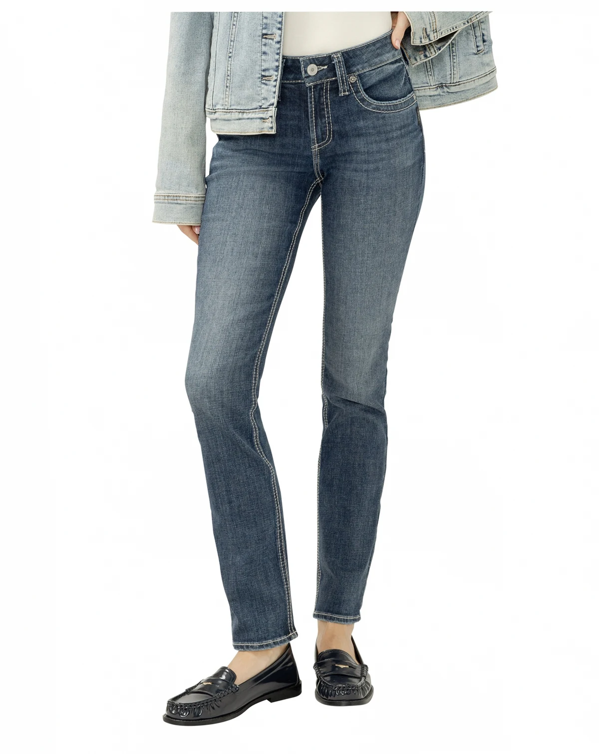 Women's Suki Mid Rise Curvy Fit Straight Leg Jeans