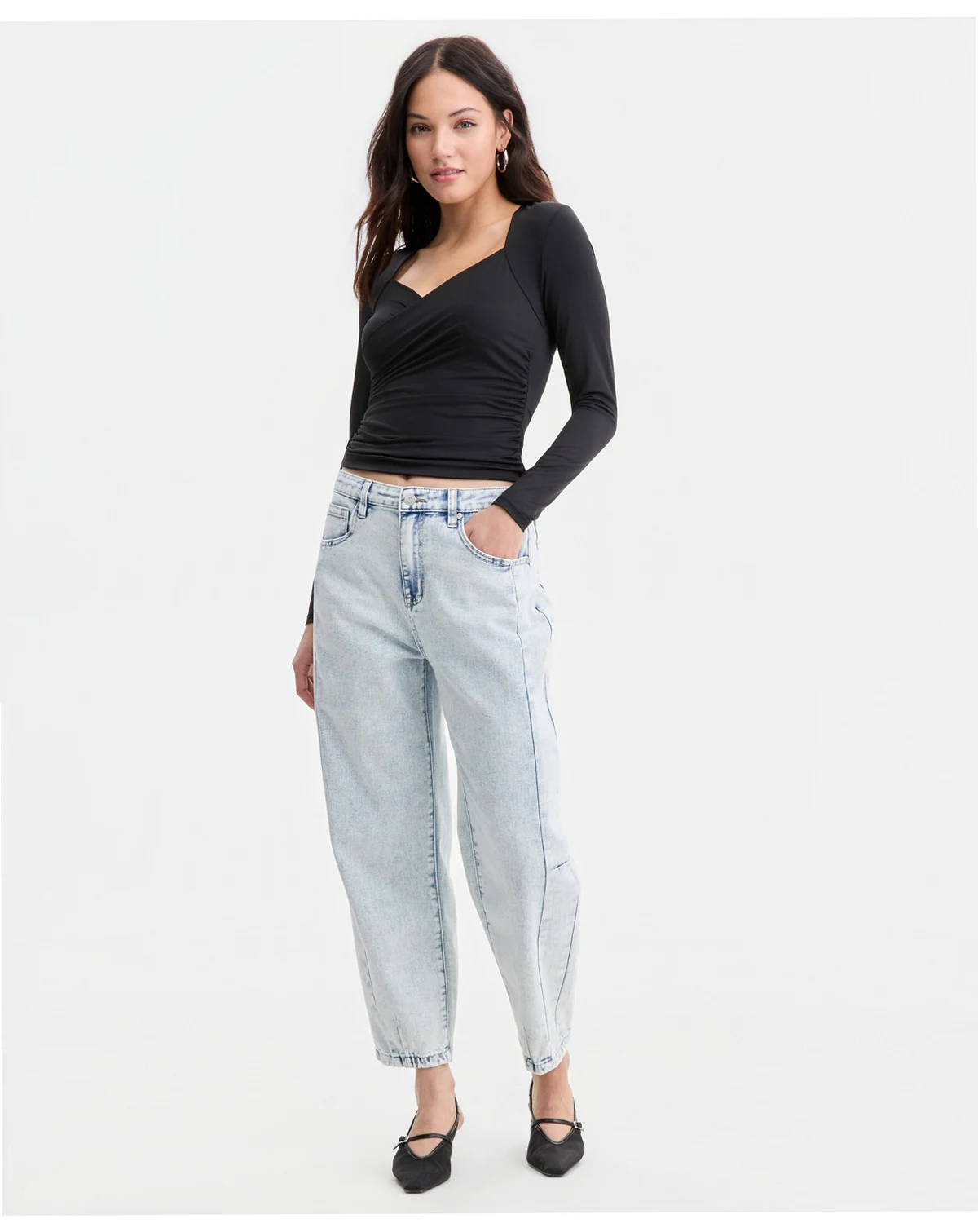 Women's Acid-Wash Barrel Jeans, Macy's Exclusive