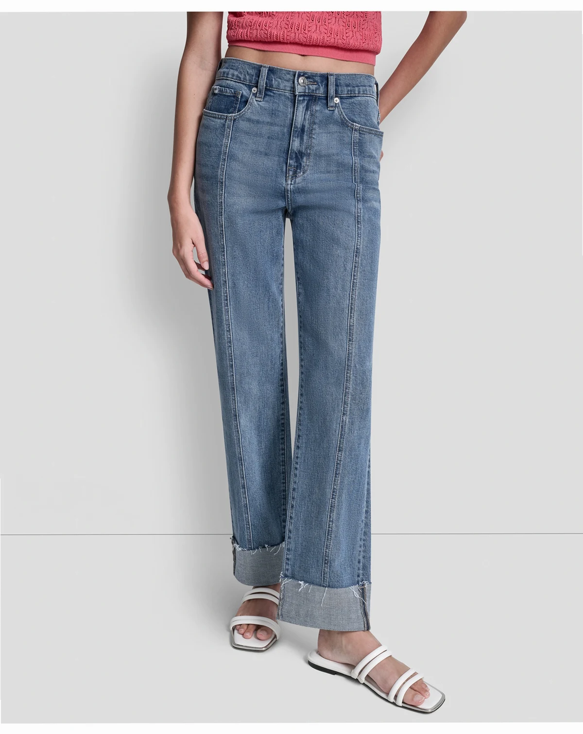 Women's High-Rise Seamed Classic Straight Leg Jeans