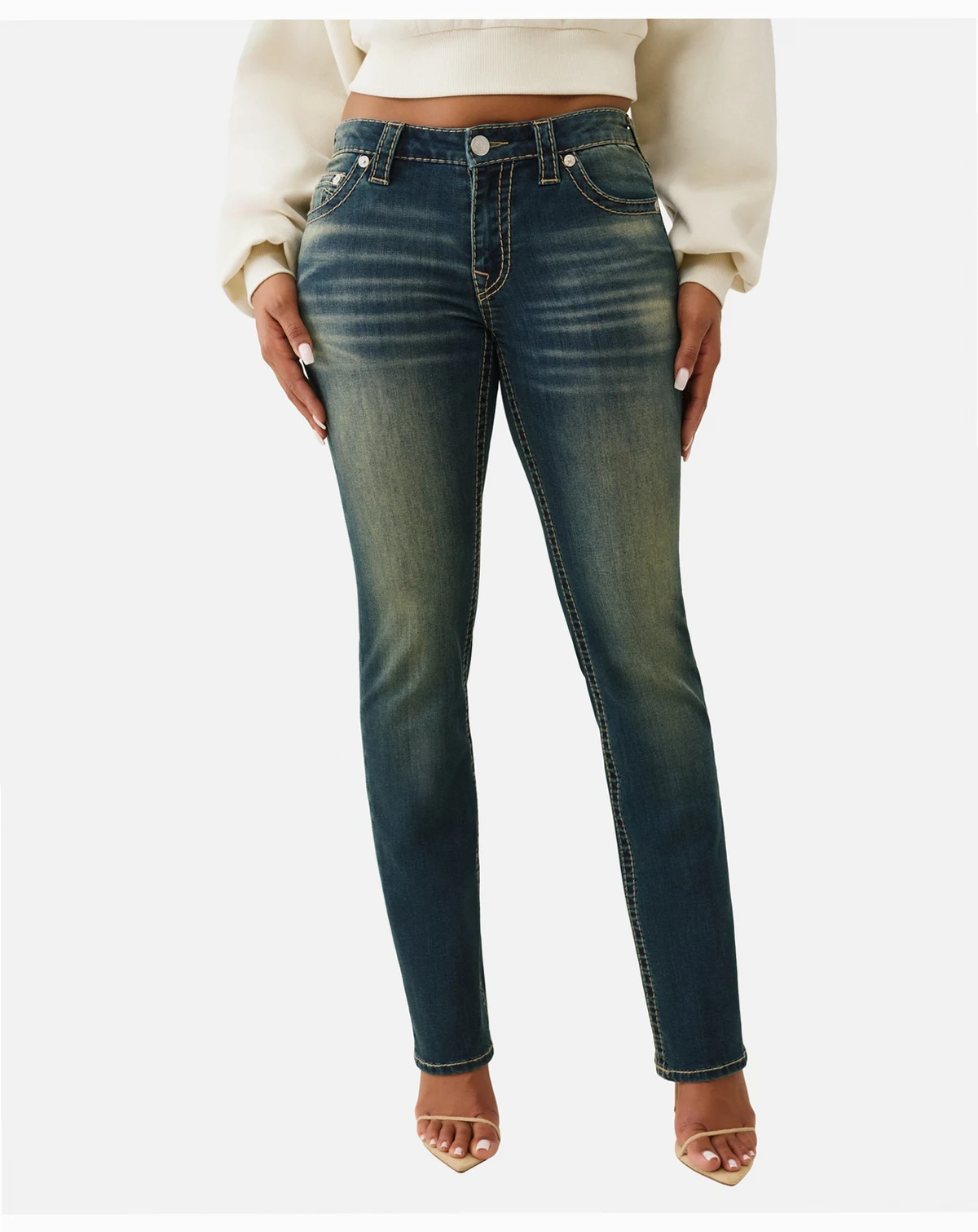Women's Billie Mid Rise Straight Big T Jeans
