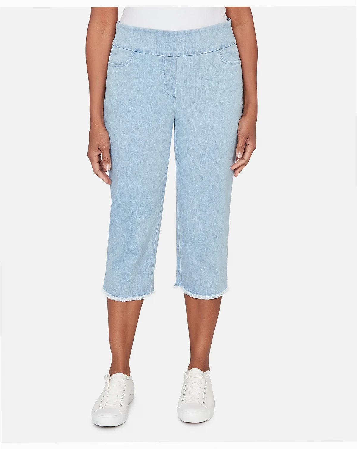 Women's Classic Super Stretch Denim Fringe Capri Pants