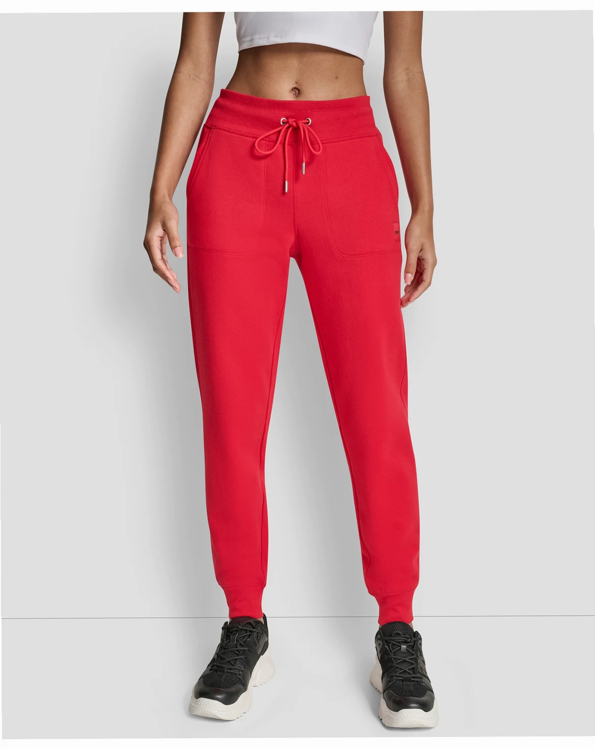 Women's Tonal Logo Patch Rib Trim Side Pockets Jogger