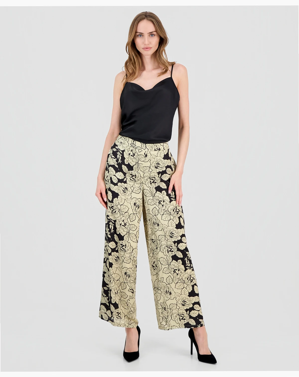Women's Printed Pull-On Wide-Leg Pants