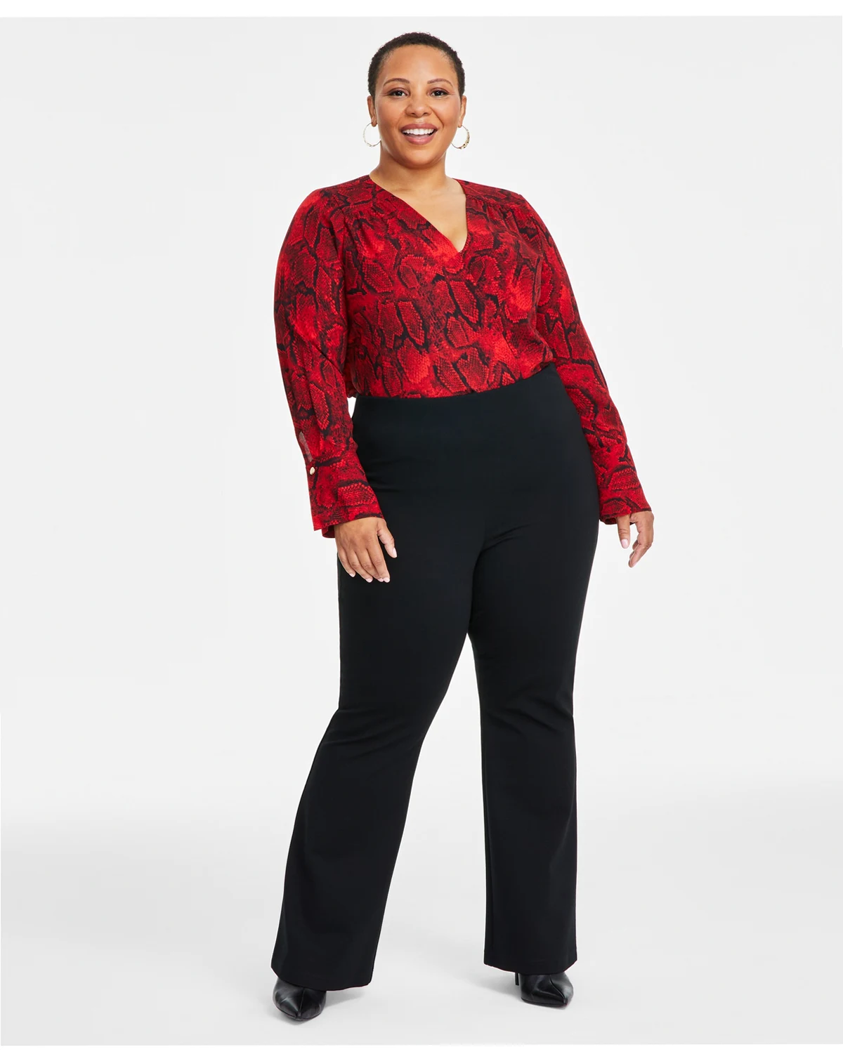 Plus Size High-Rise Flare-Leg Pants, Exclusively at Macy's