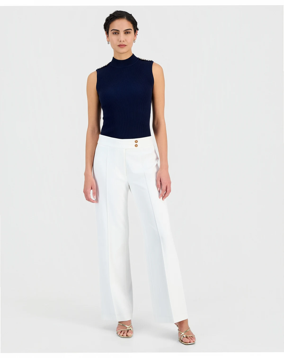 Women's Extended-Tab Wide-Leg Ankle Pants