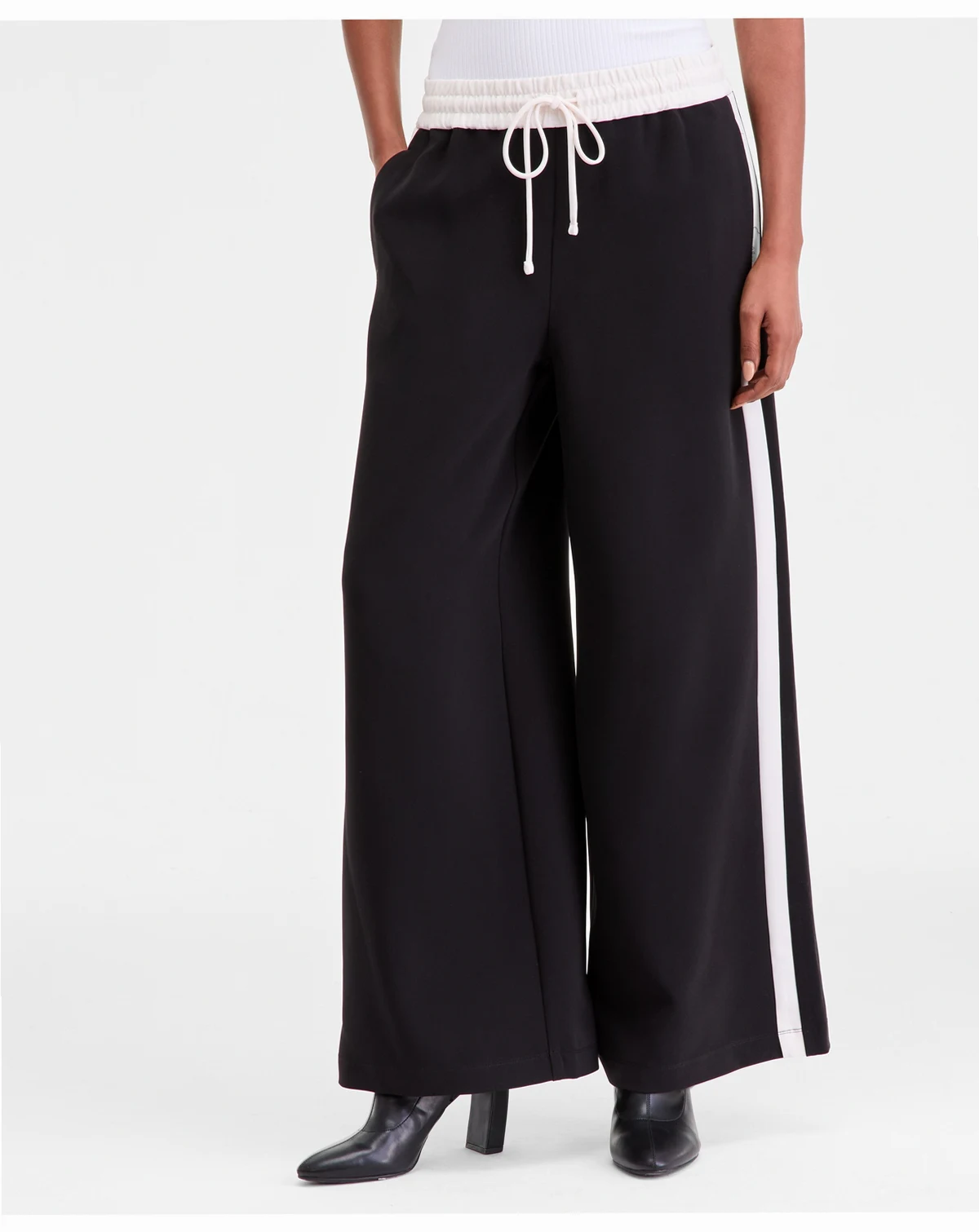 Women's Wide-Leg Side-Stripe Drawstring  Pants, Macy's Exclusive