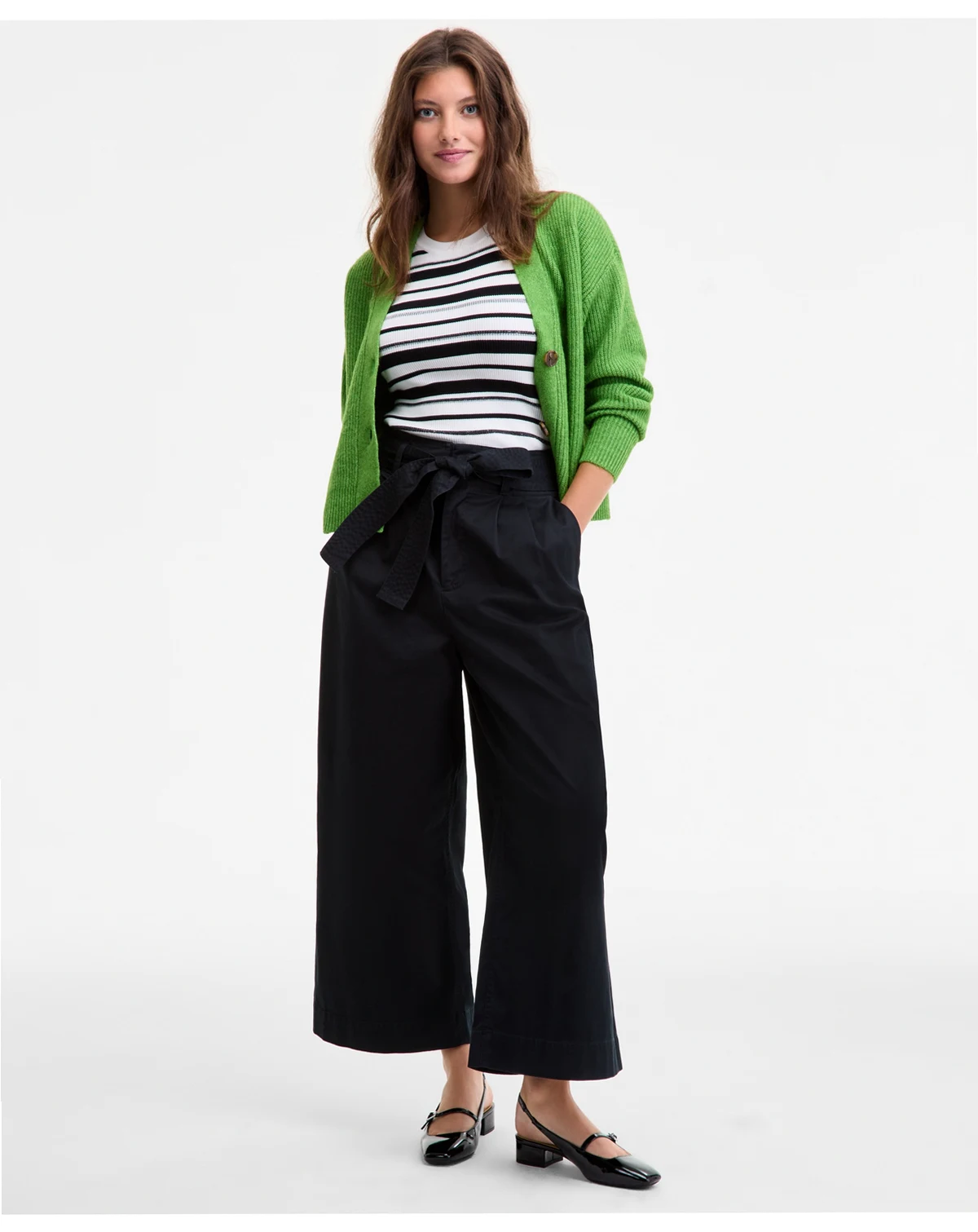 Women's High-Rise Belted Cropped Wide-Leg Pants, Macy's Exclusive