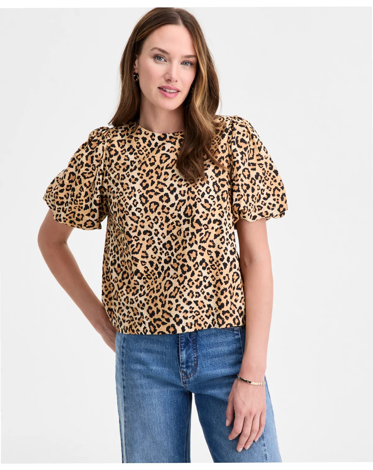 Woven Puff-Sleeve Top, Macy's Exclusive