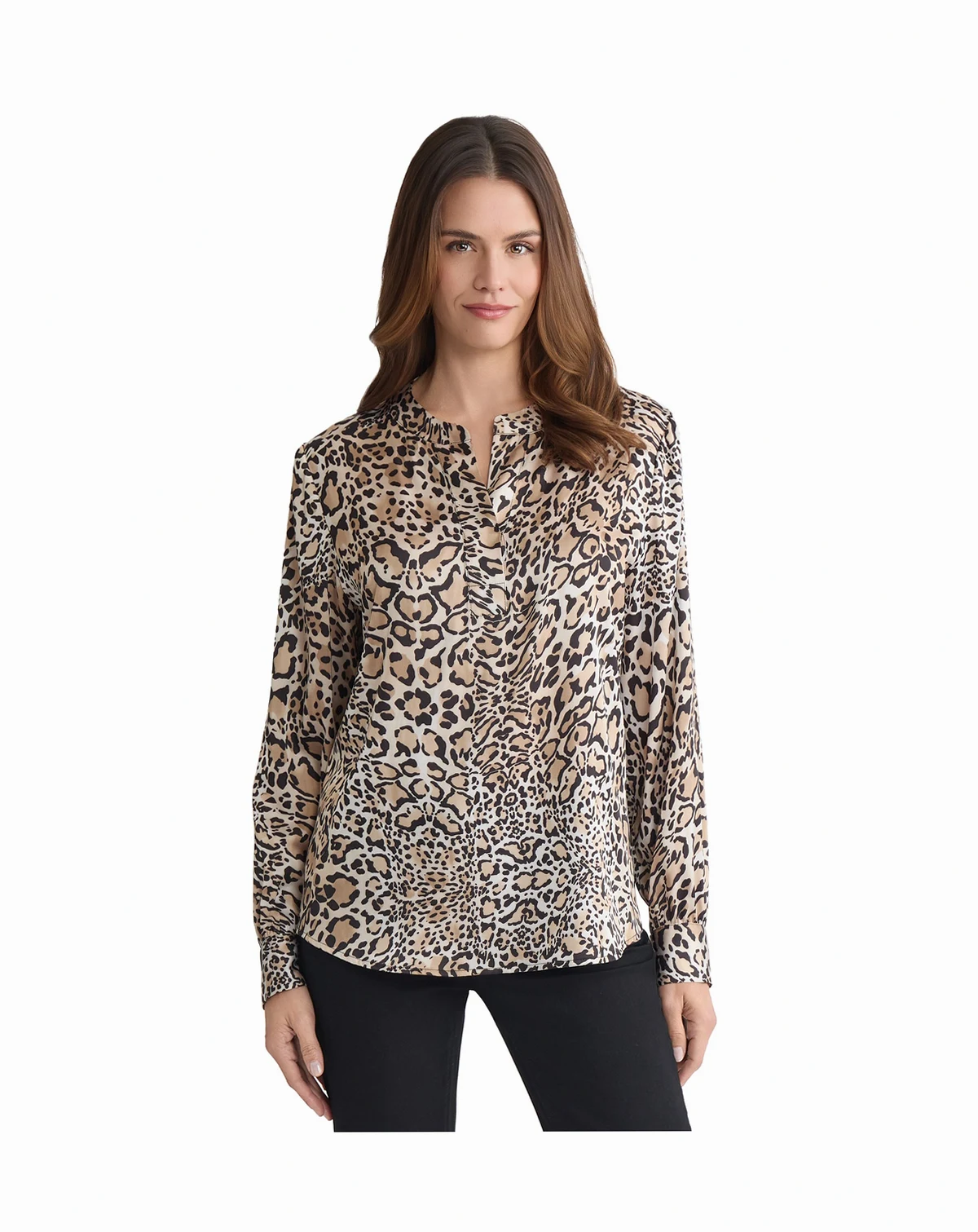 Women's V-Neck Long Sleeve Popover Top