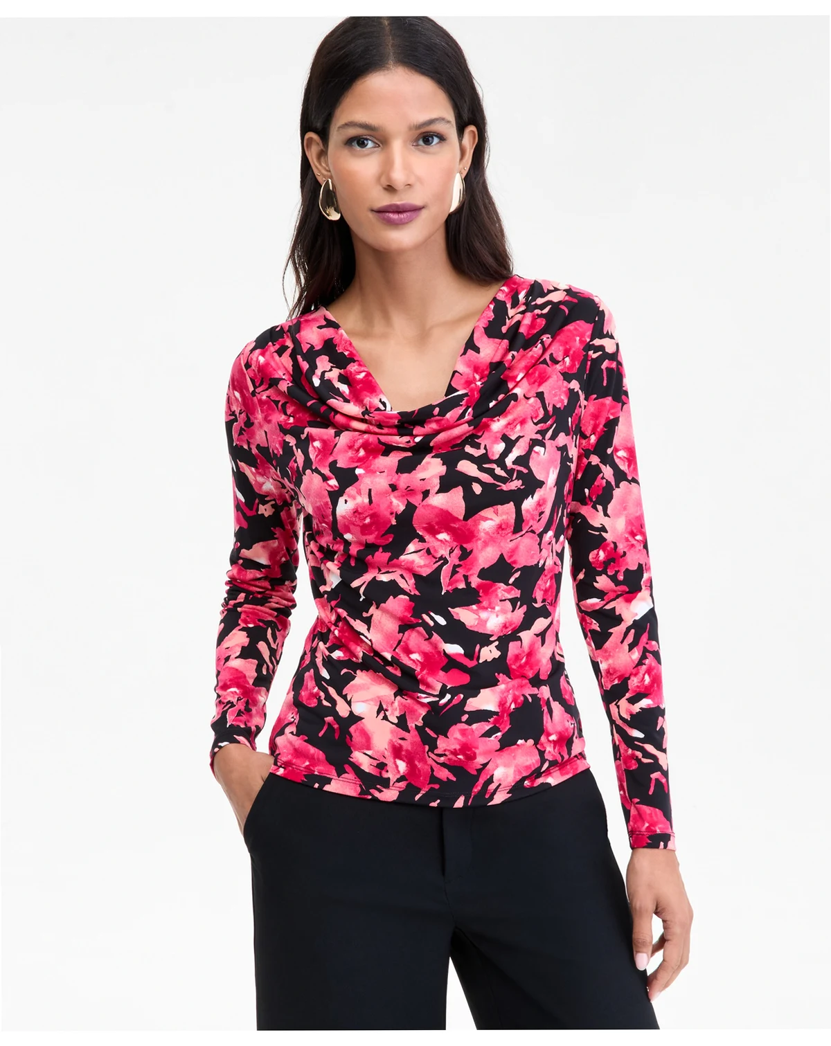 Women's Cowl-Neck Long-Sleeve Top, Macy's Exclusive