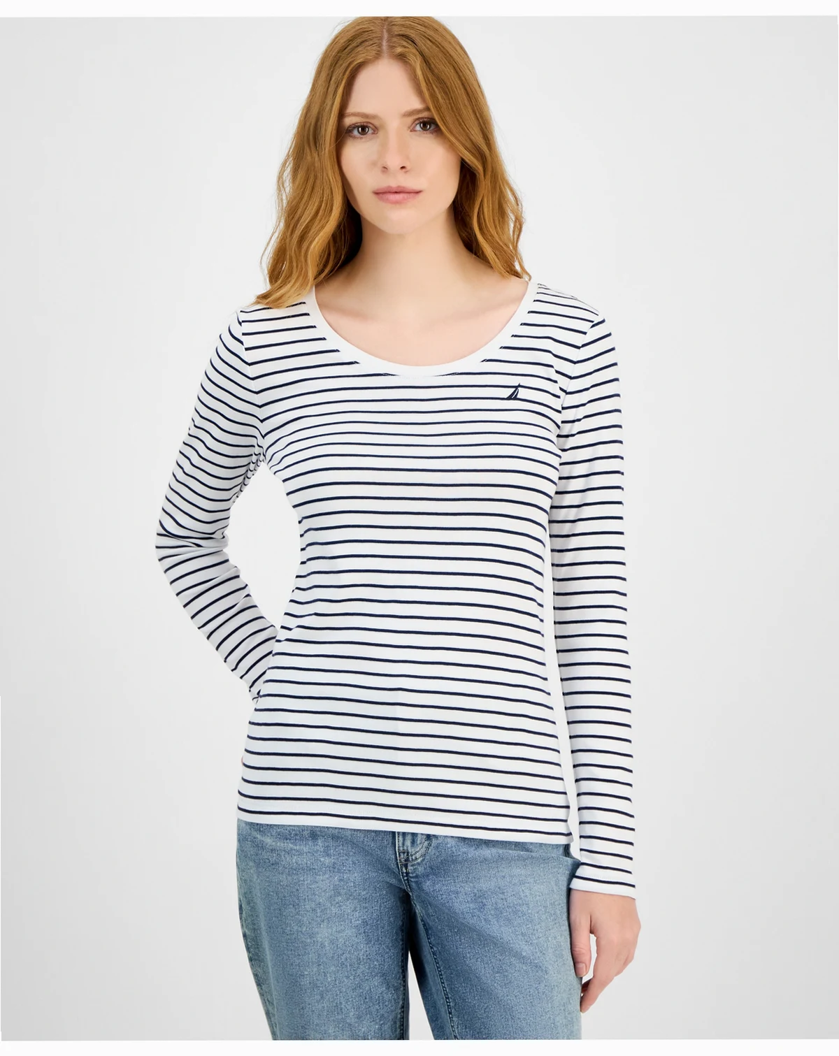Jeans Women's Cotton Striped Scoop-Neck T-Shirt
