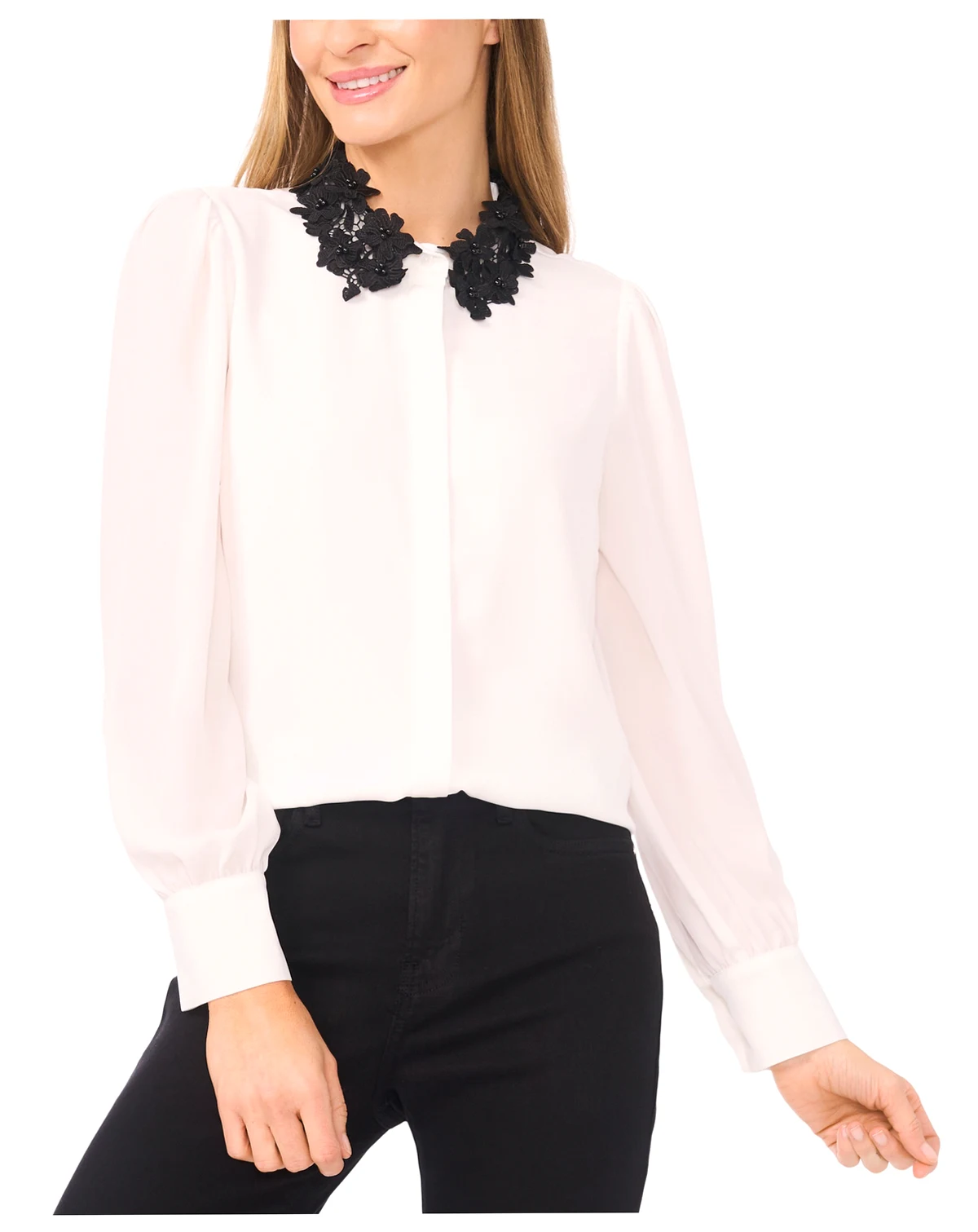 Women's Long Sleeves Applique Button Up Shirt