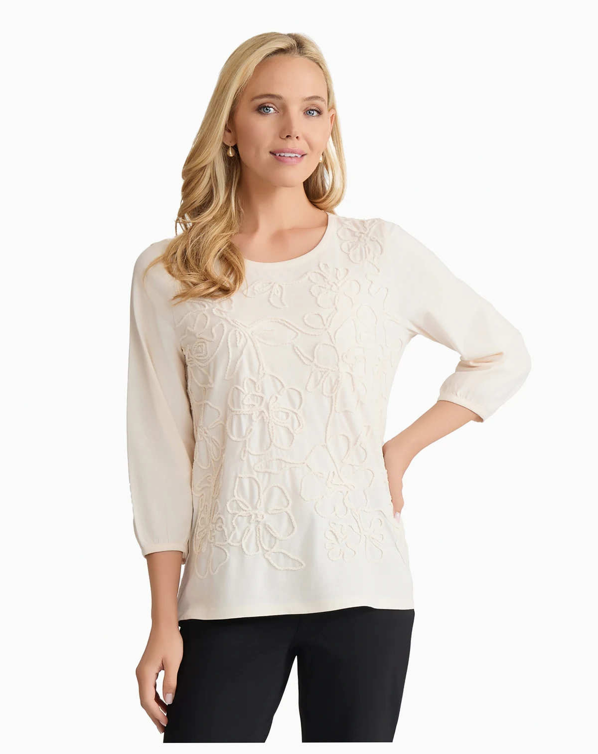 Women's 3/4-Sleeve Soutache Top