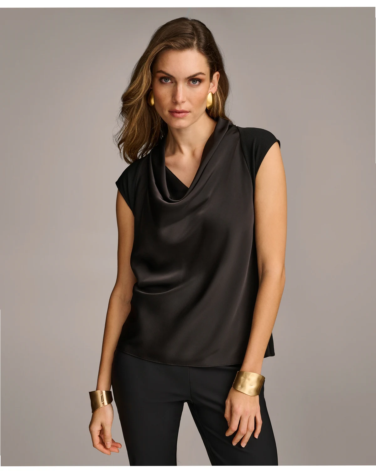 Women's Cowl-Neck Cap-Sleeve Top