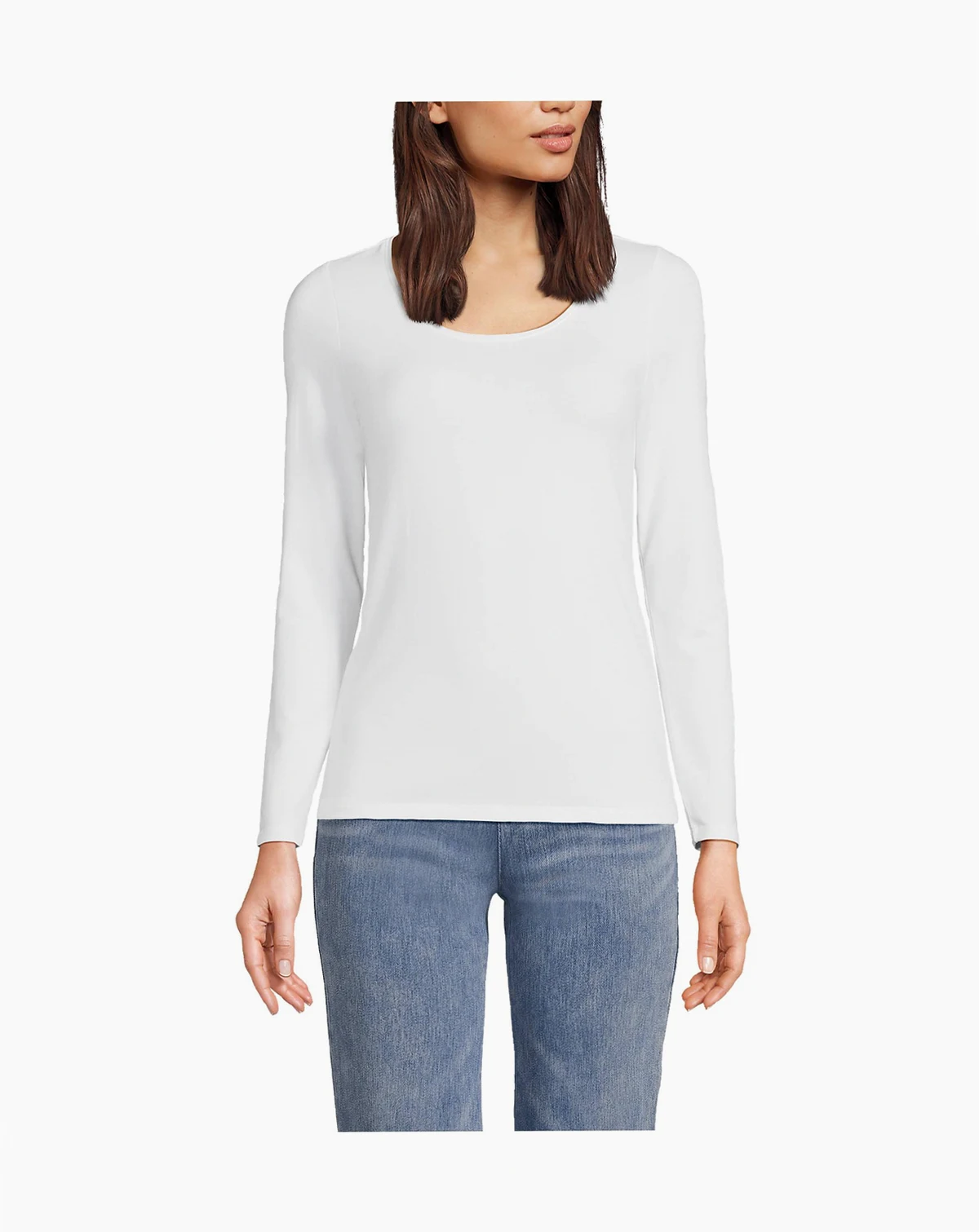 Women's Lightweight Jersey Skimming Long Sleeve Scoop Neck T-shirt